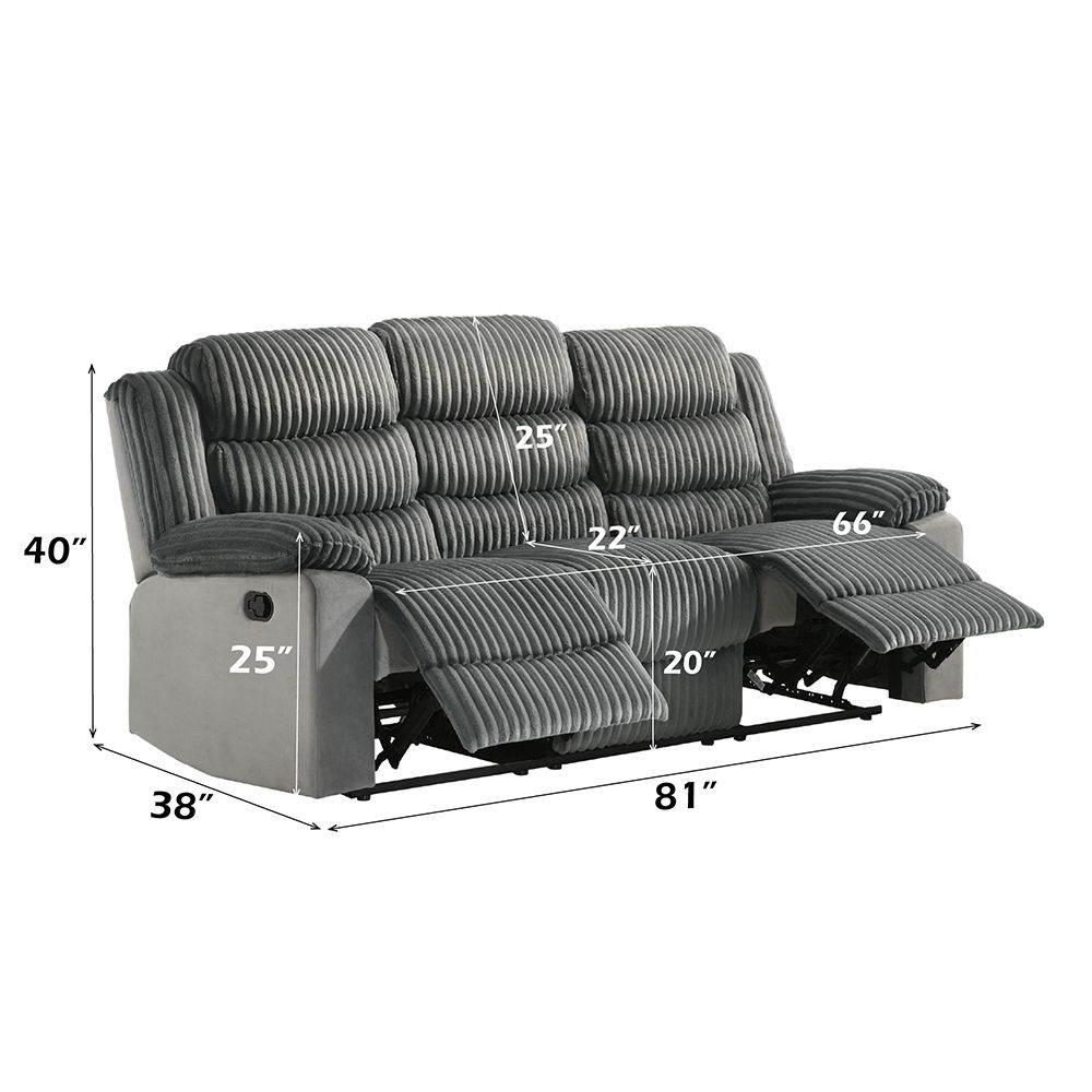 Lesley - Motion Sofa - Gray Corduroy & Velvet, dark gray, view 6