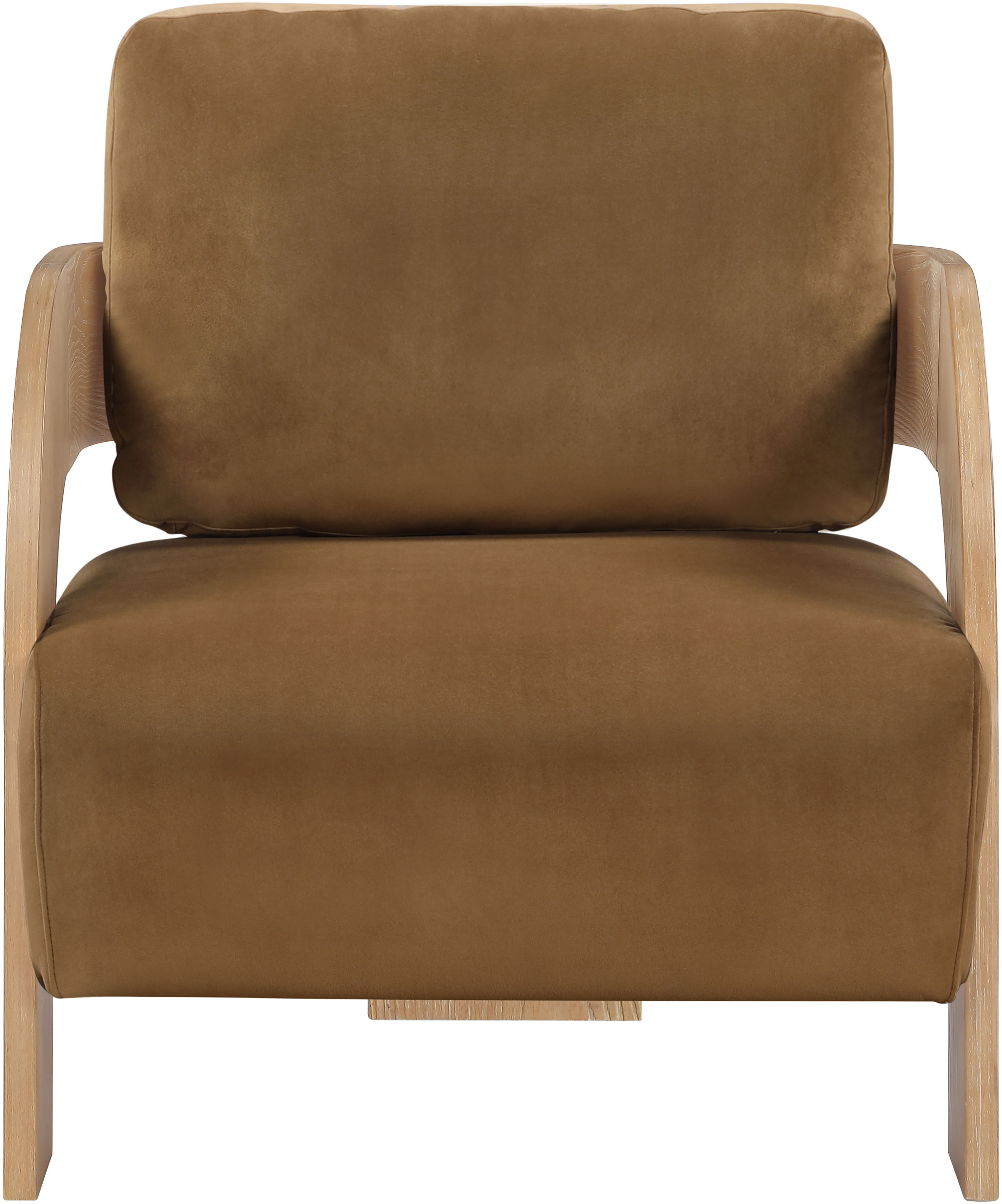 Cedra - Velvet Performance Fabric Upholstered Accent Chair - Saddle / Natural