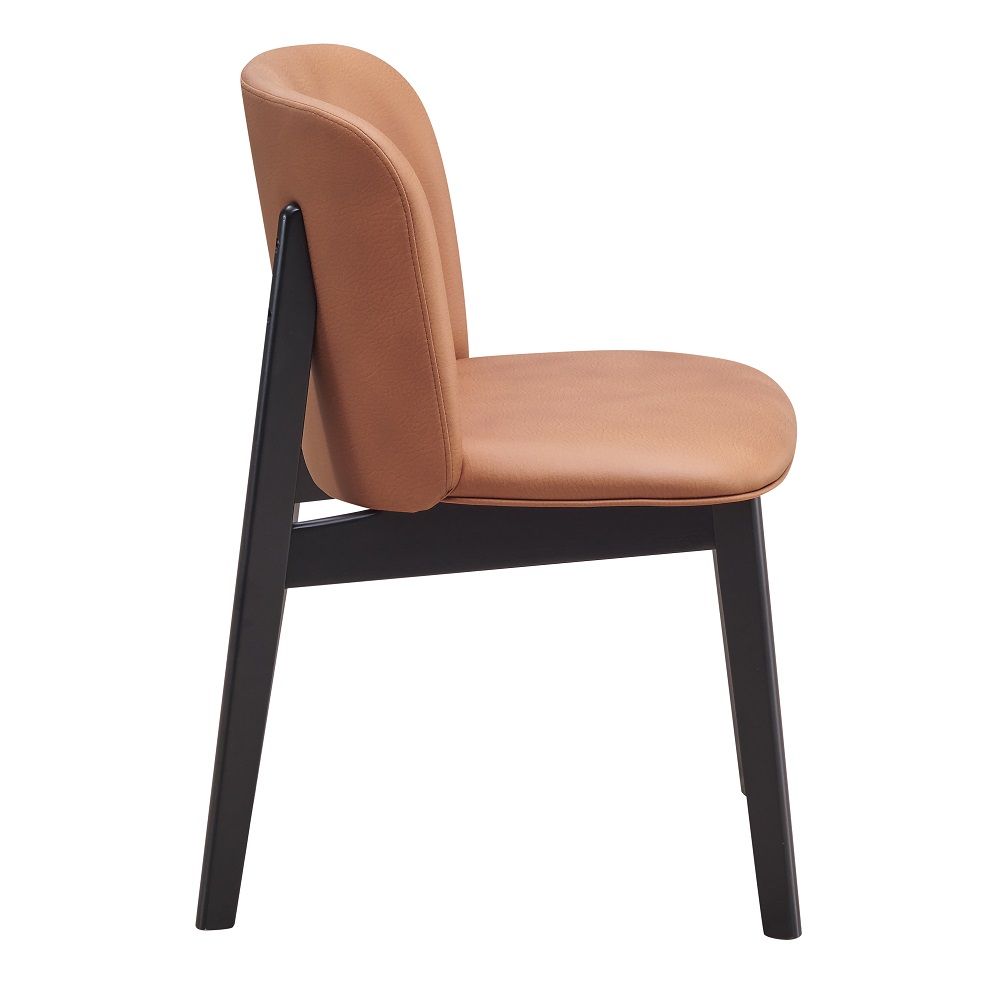 Eliora - Side Chair (Set of 2) - Camel Polish Microfiber & Black, light brown, view 7