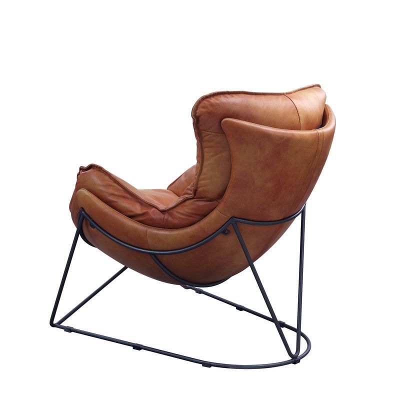 Thurshan - Accent Chair - Aperol Top Grain Leather & Black, light brown, view 3