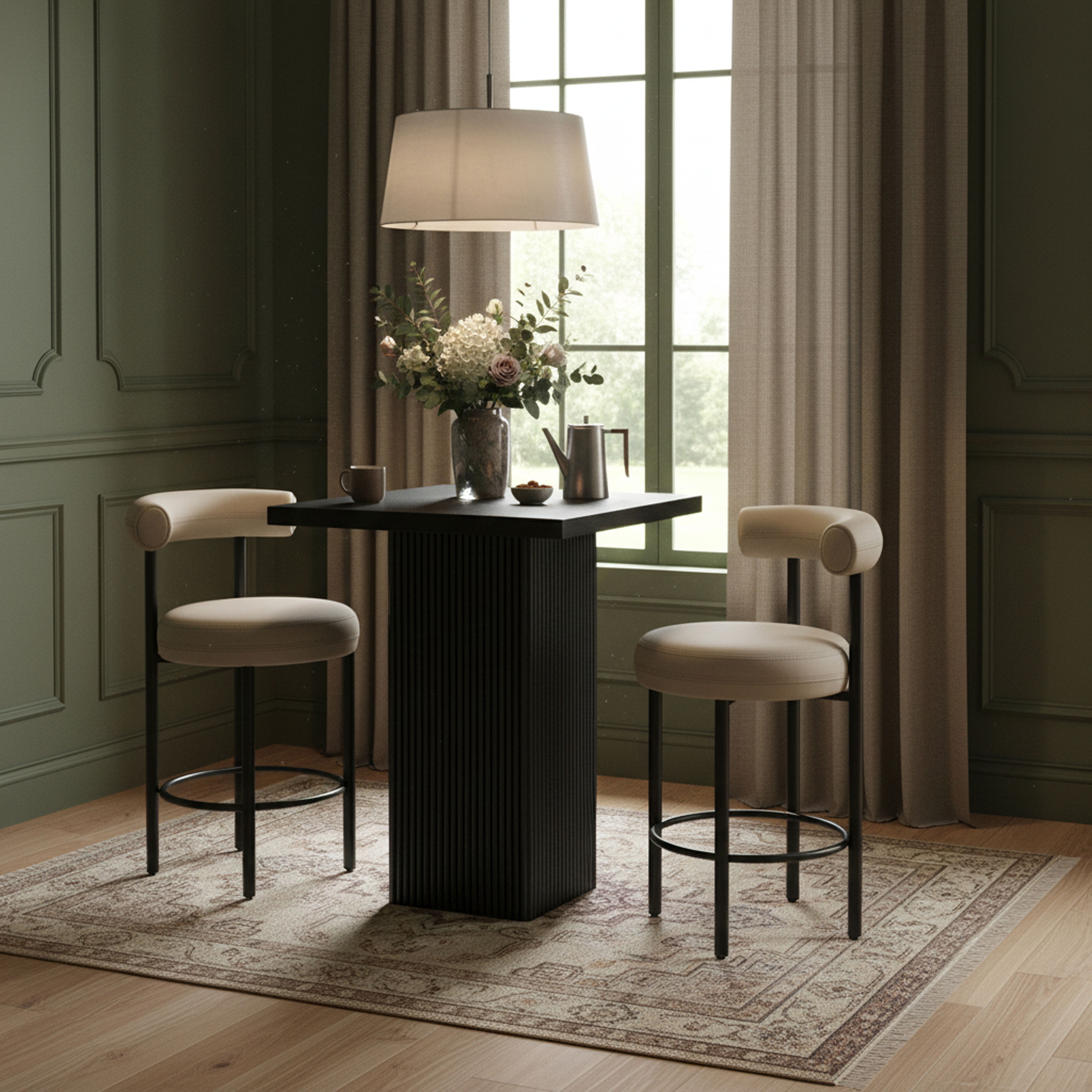 Belinda - Oak Veneer And Solid Wood Bar Height Table - Black