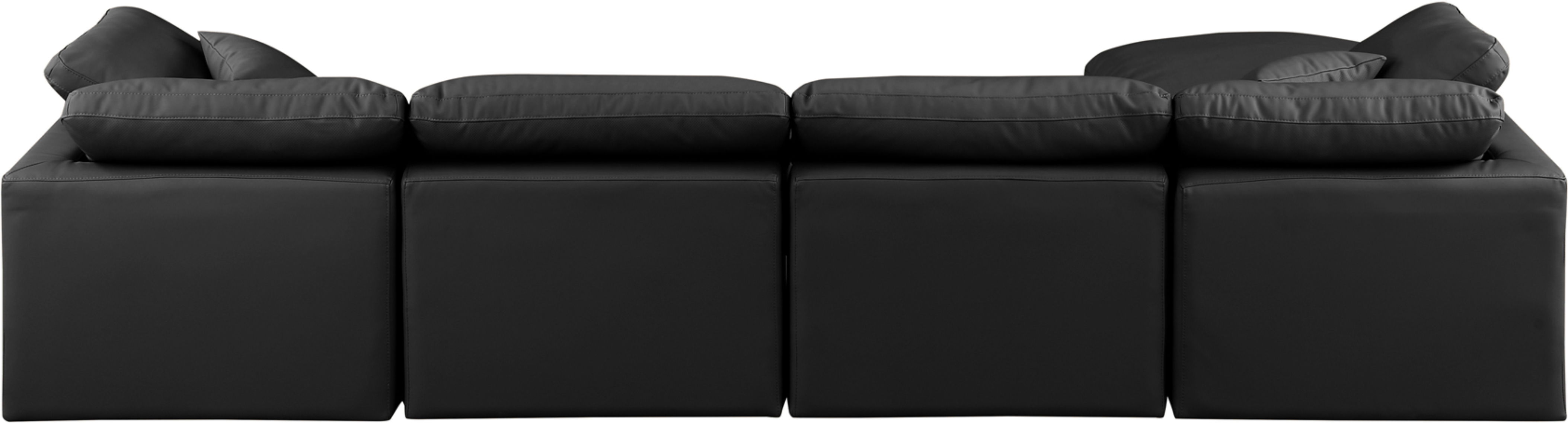 Indulge - Faux Leather 5 Piece Modular Sectional With Chaise - Black
