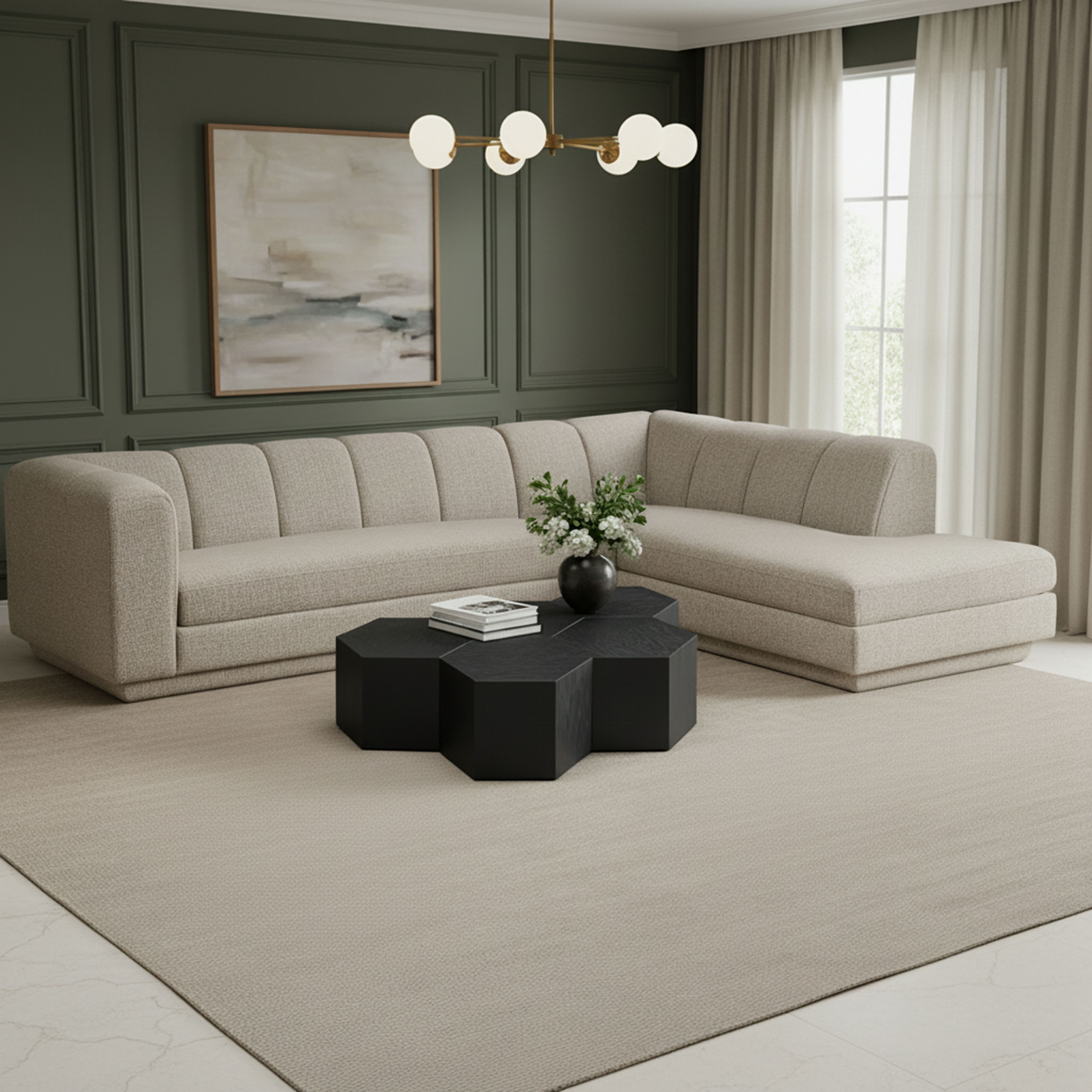 Modari - Fabric Upholstered 2 Piece RAF Modular Sectional - Beige