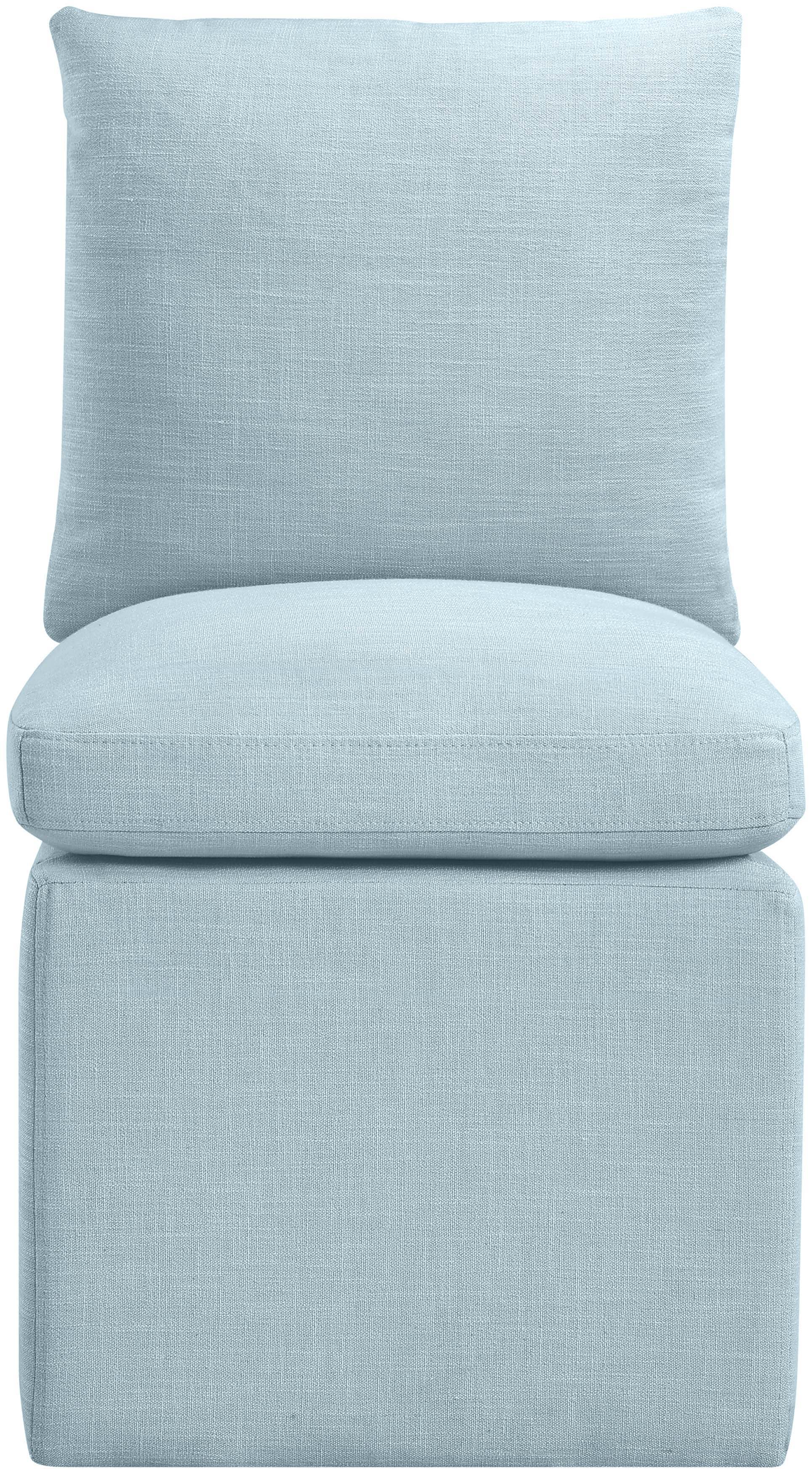 Nelori - Linen Textured Performance Fabric Upholstered Dining Chair (Set of 2) - Light Blue
