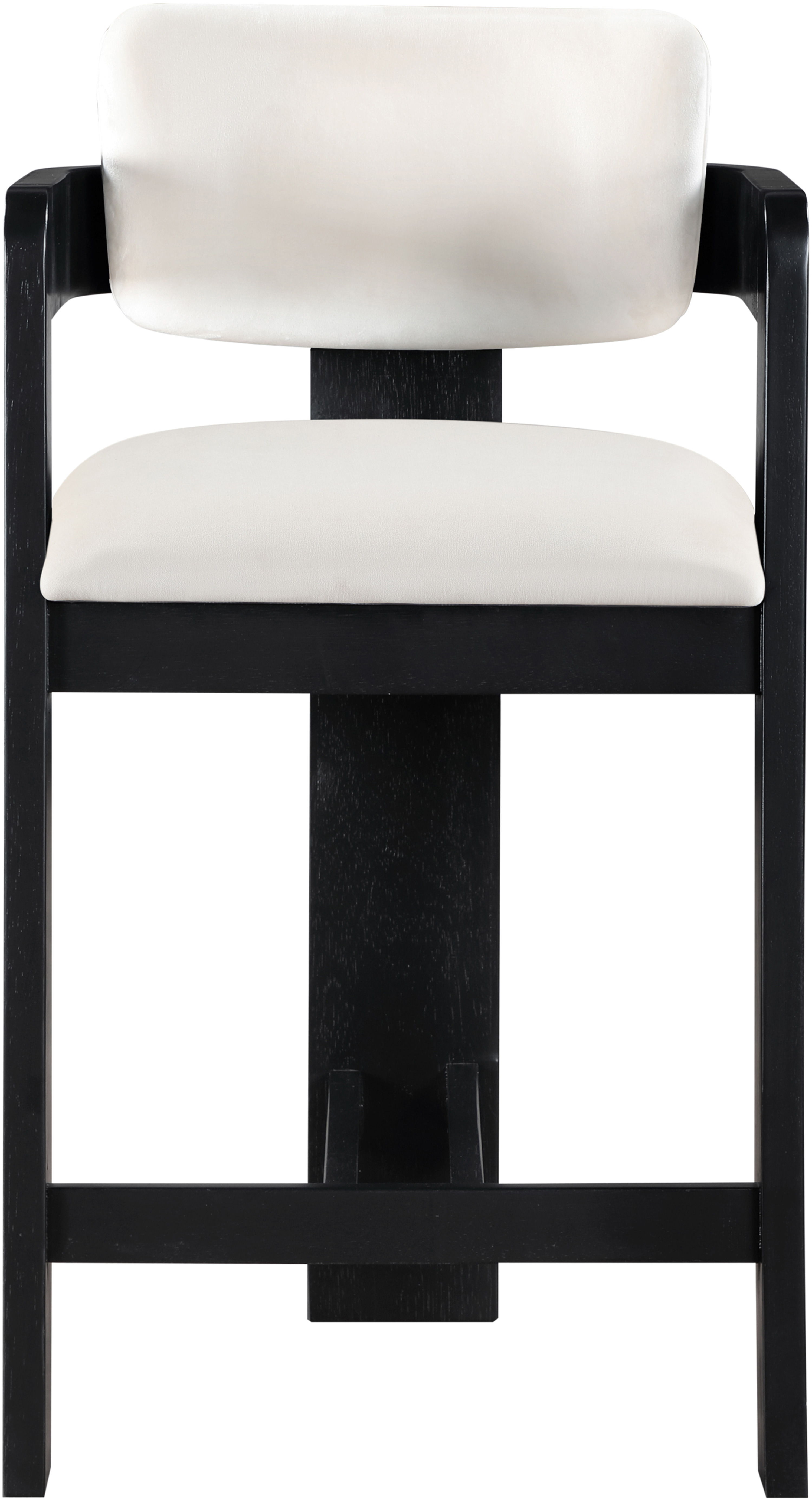 Sacha - Velvet Stool With Black Base - Cream