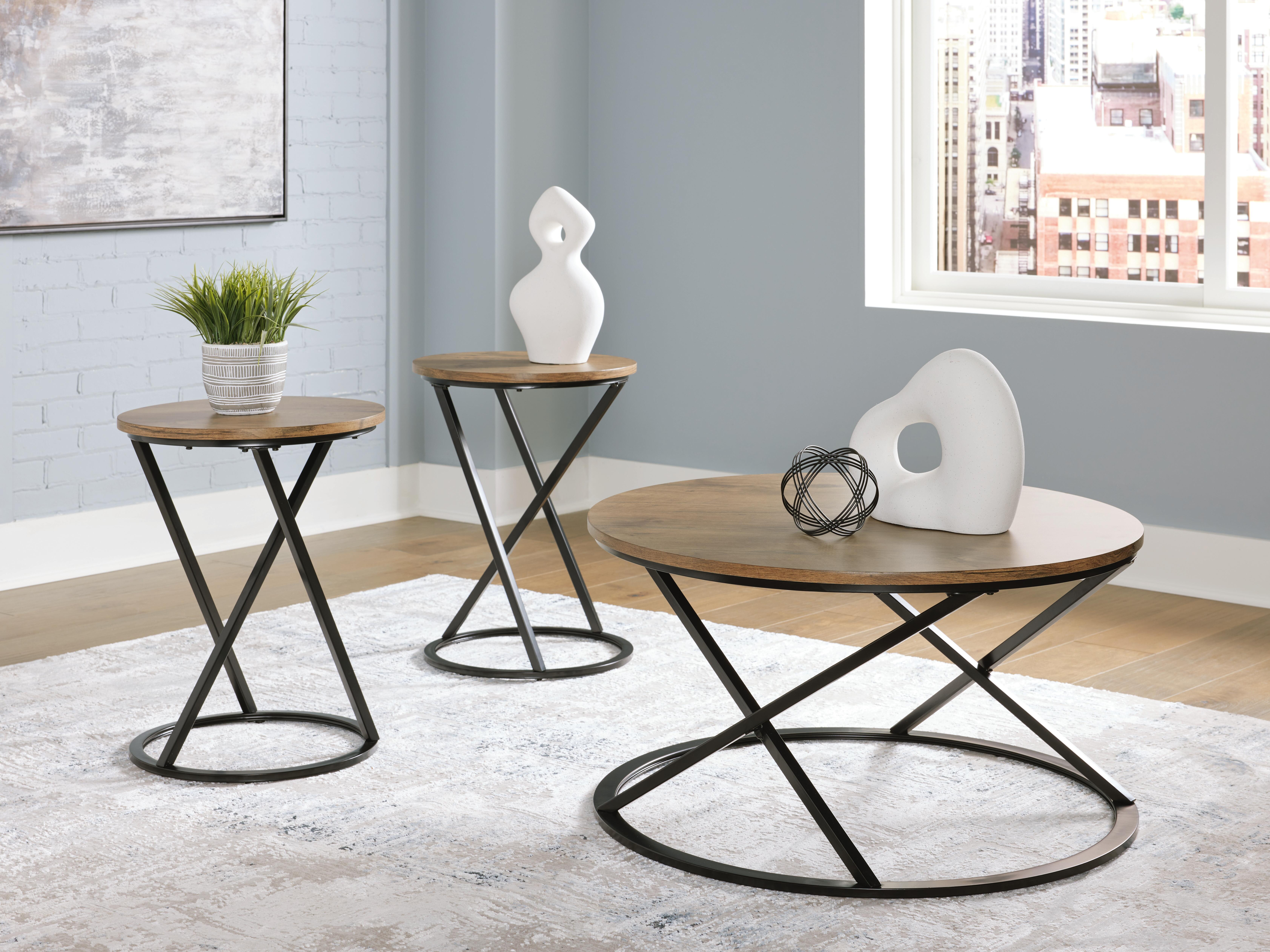 Ashley Furniture Cassbryn - Occasional Table Set (Set of 3) - Brown / Black - Image 2