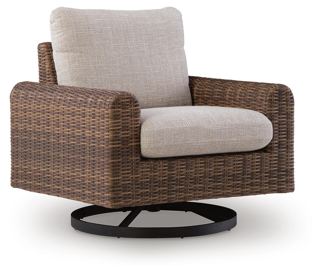 Dolan Creek – Swivel Lounge With Cushion – Gray / Brown