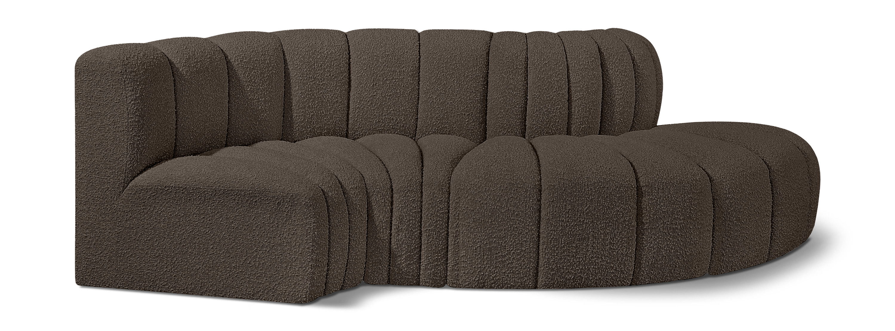 Arc - Boucle Fabric 4 Piece L-Shaped Modular Sofa - Brown