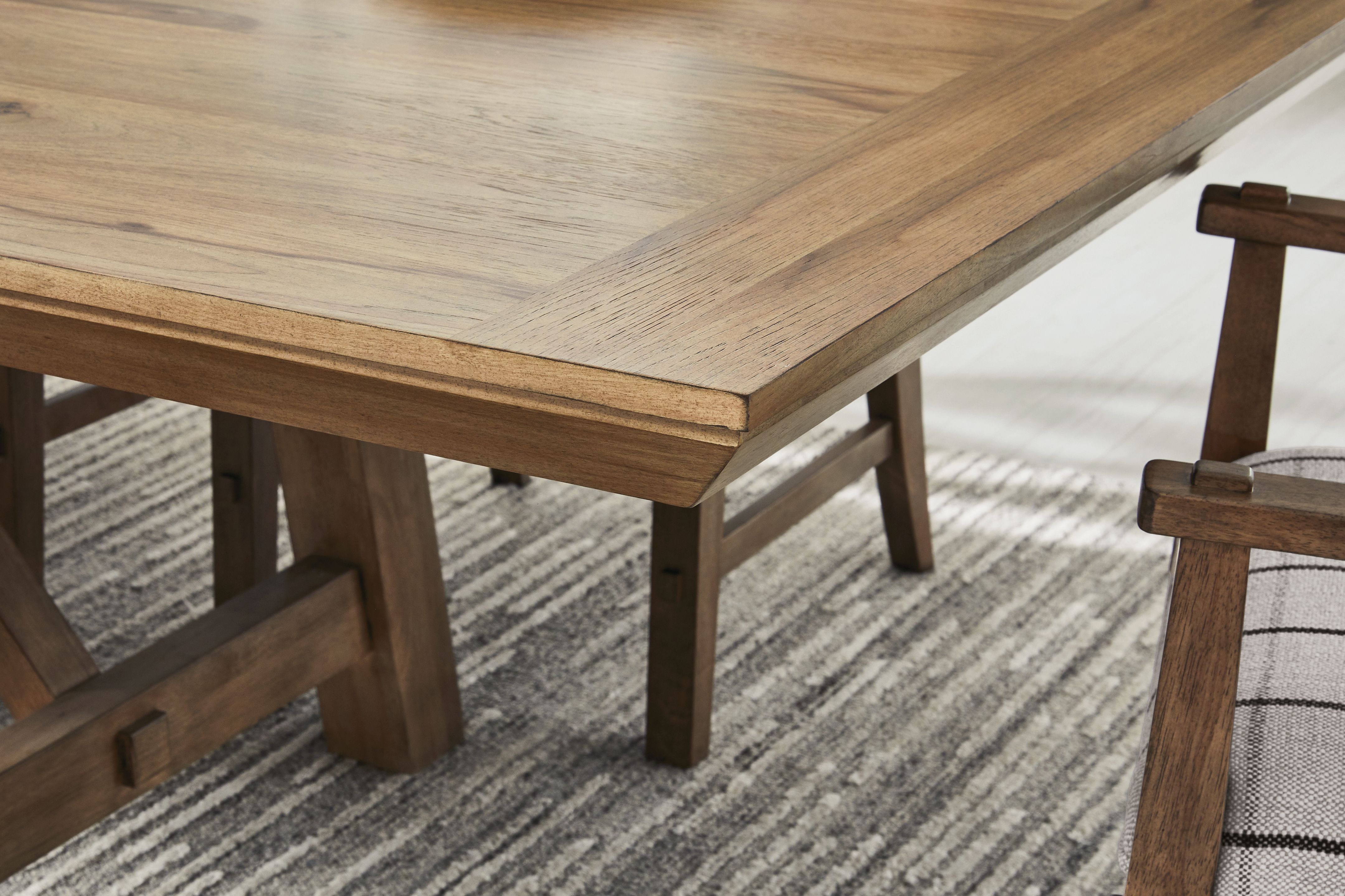 Ashley Furniture Ridgester - Rectangular Dining Room Extension Table - Light Brown - Image 7