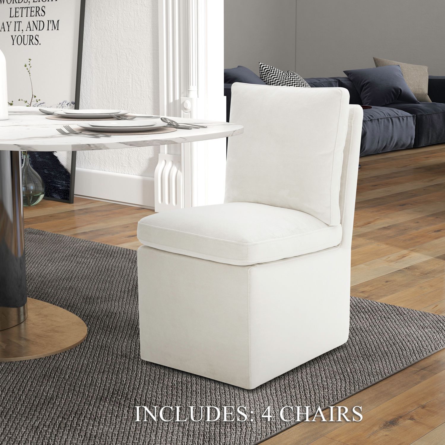 Accent Dining - Accent Dining Chairs With Casters (Set of 4) - White Image