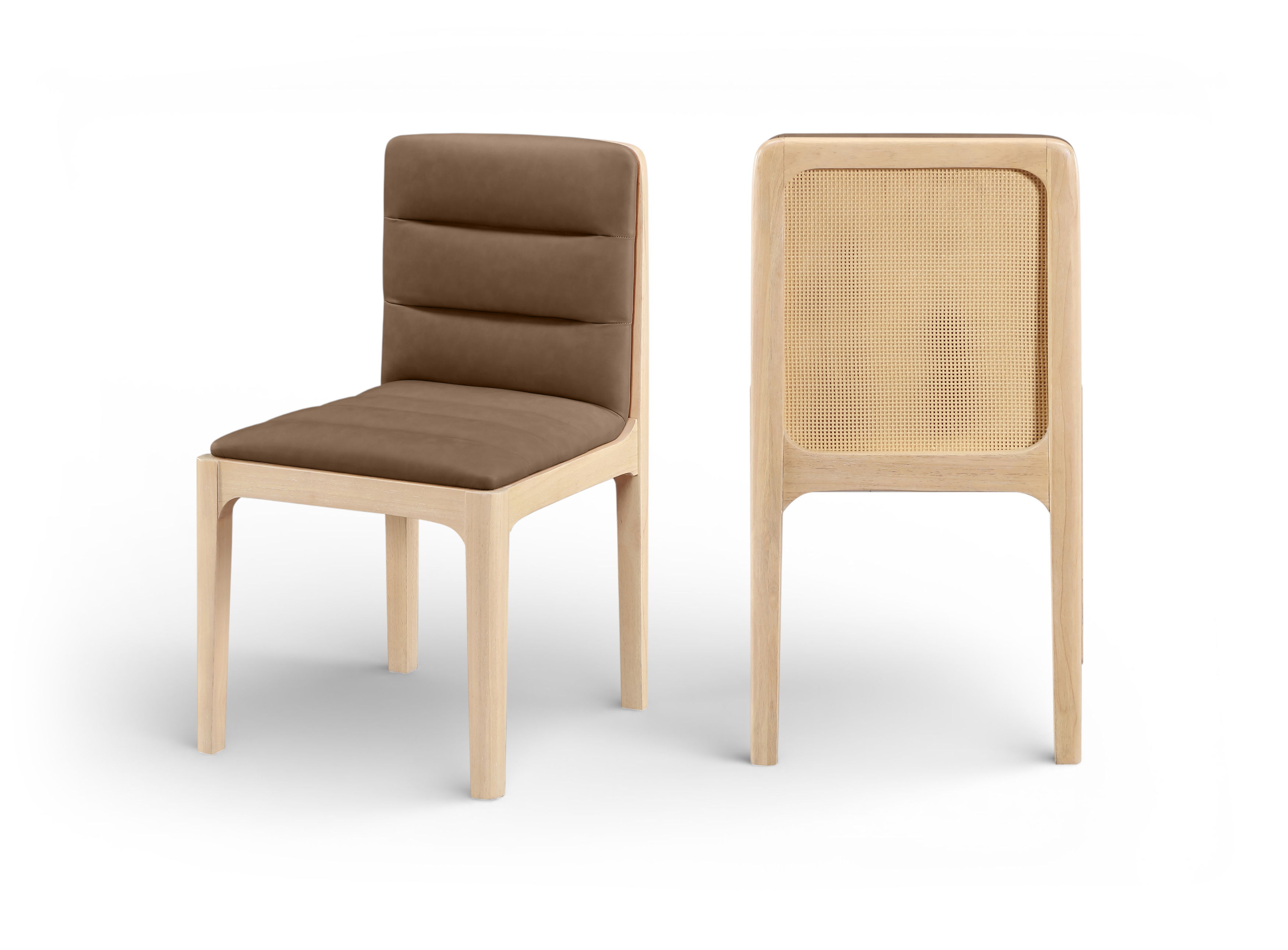 Ellis - Vegan Leather Upholstered Dining Chair (Set of 2) - Brown / Natural