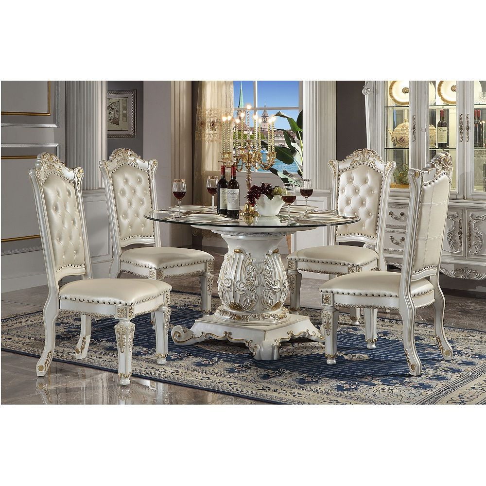 Vendome - Synthetic Leather Side Chair (Set of 2) - Antique Pearl, white, view 2