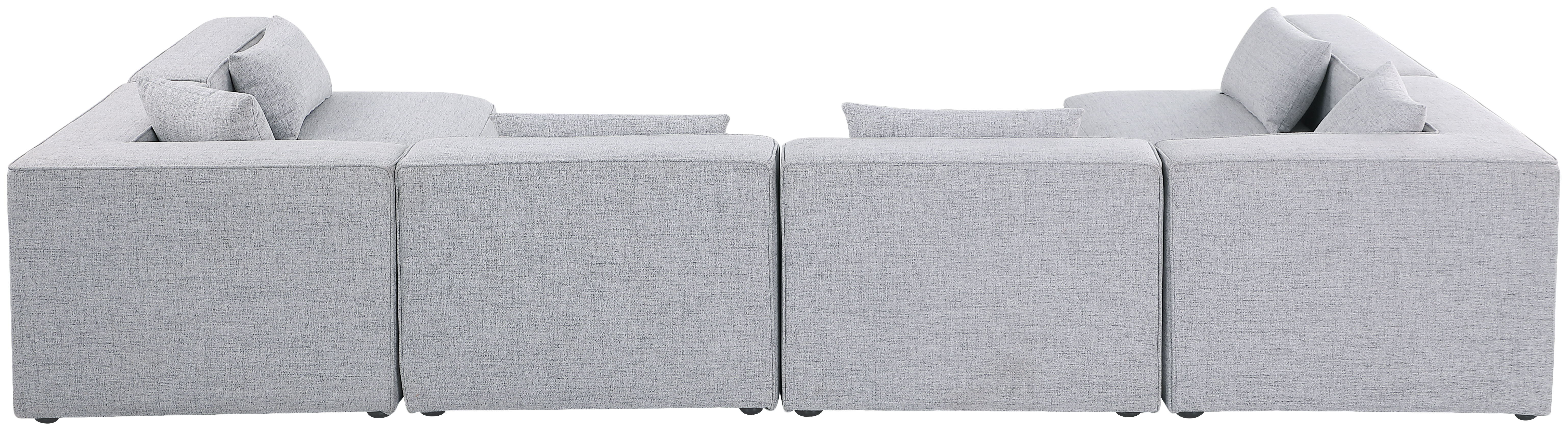 Cube - Linen 6 Piece Modular Armless Sectional - Gray