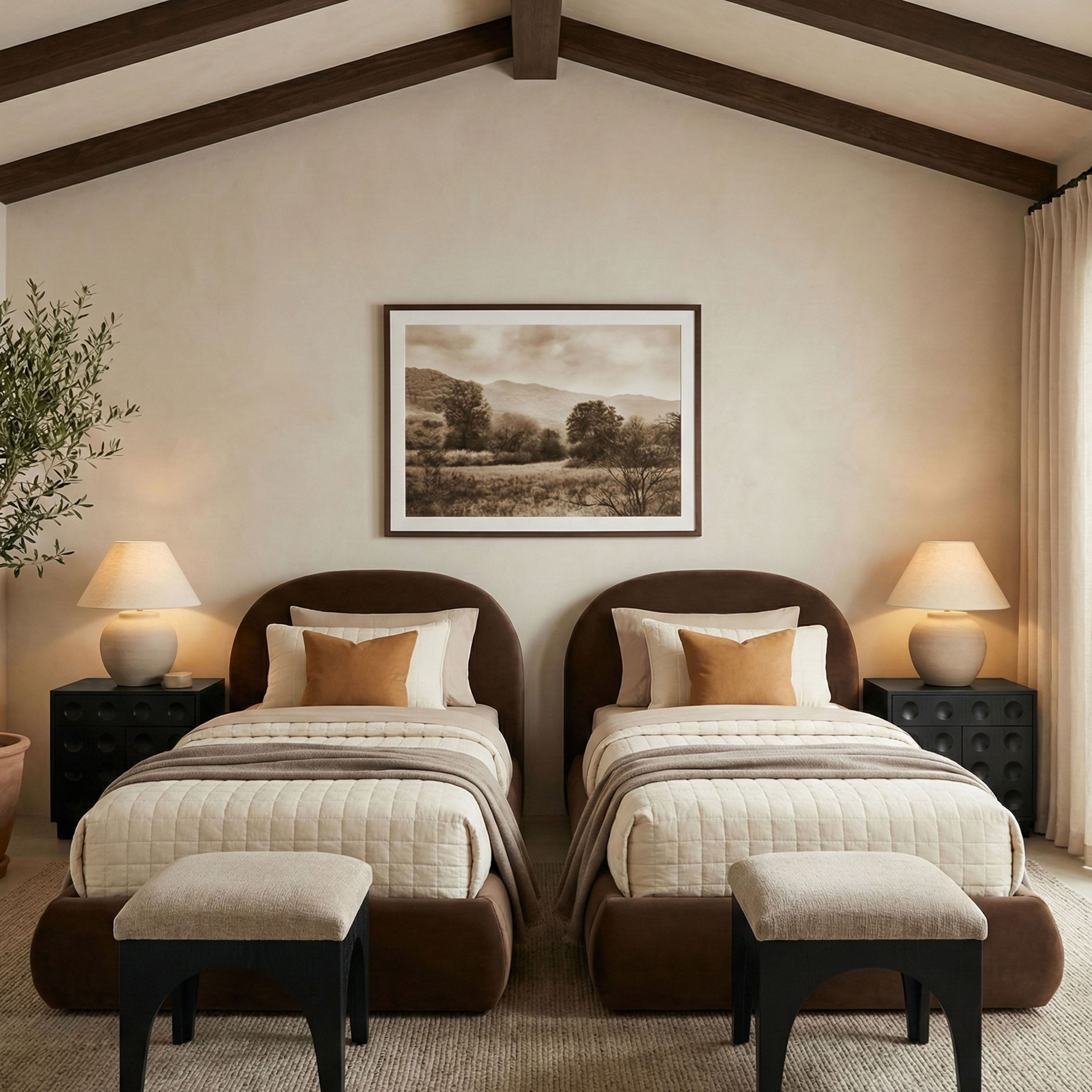 Celine - Upholstered Twin Bed - Brown