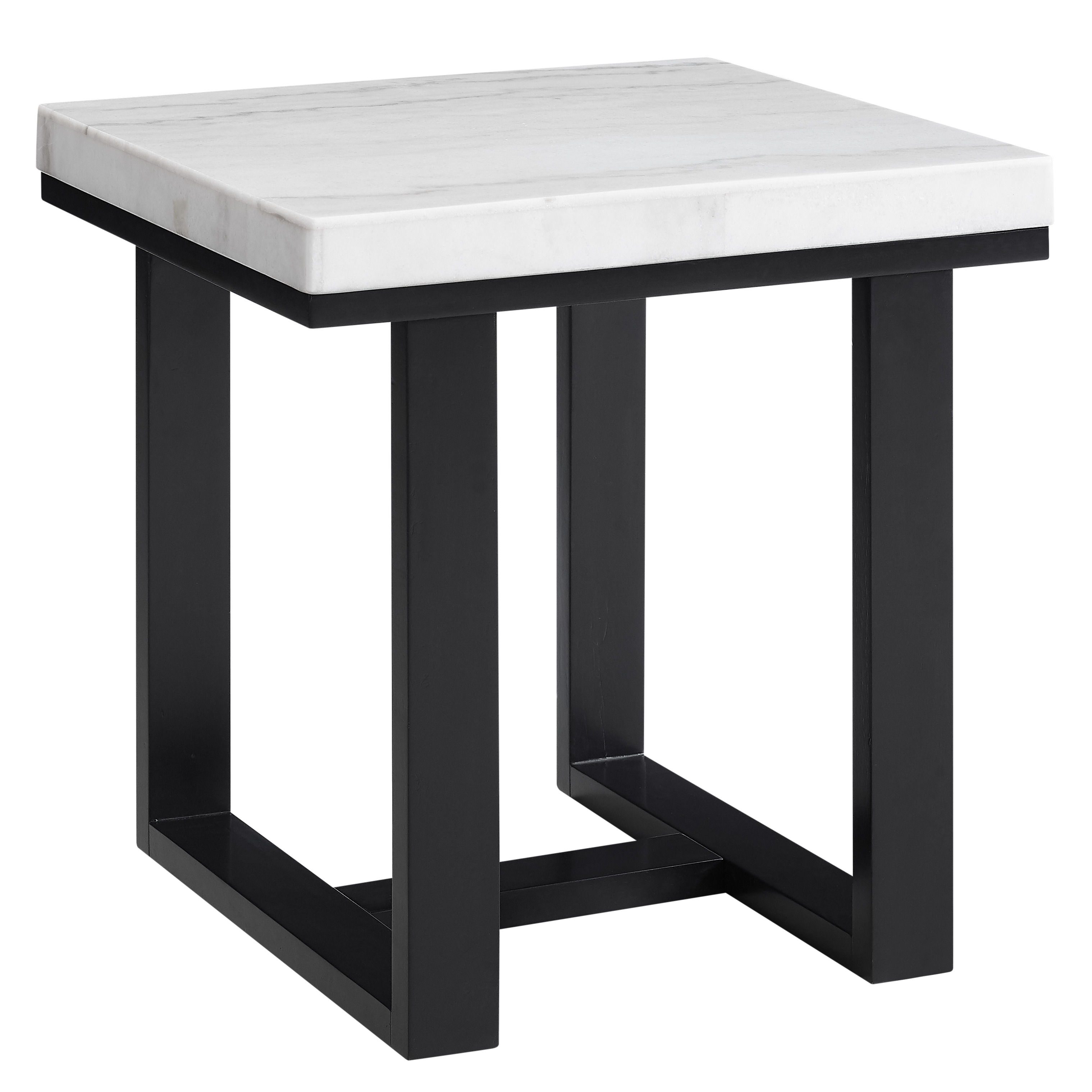 Lucca - Artemis Marble Top End Table - White / Black