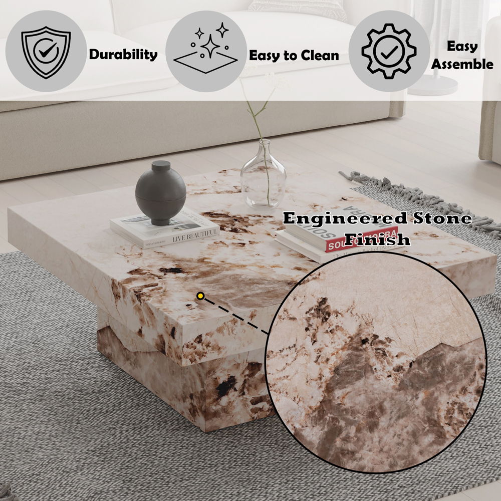 Fultan - Coffee Table - Engineered Stone, pink, view 8