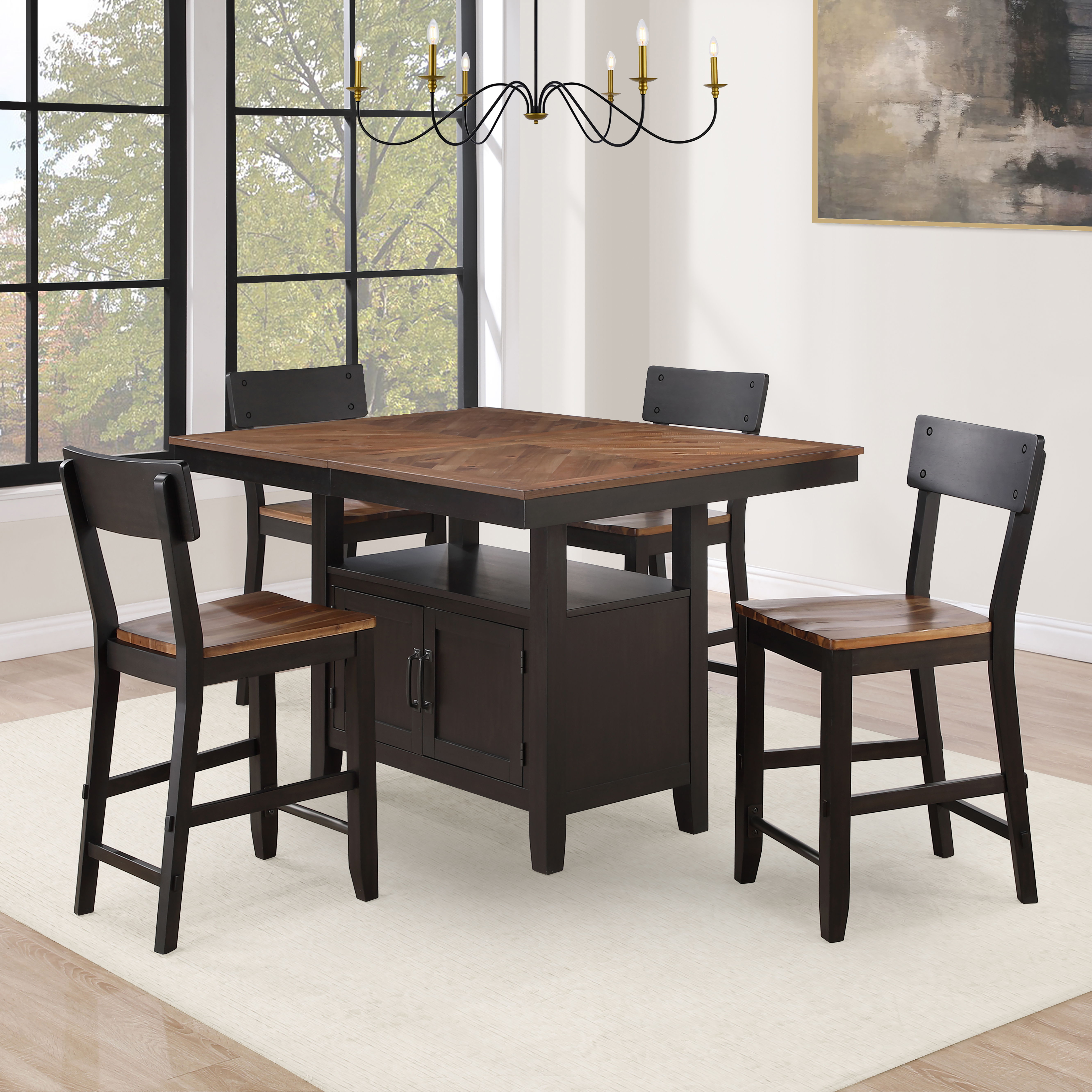 Bermuda - 5 Piece Counter Dining Set - Black / Brown