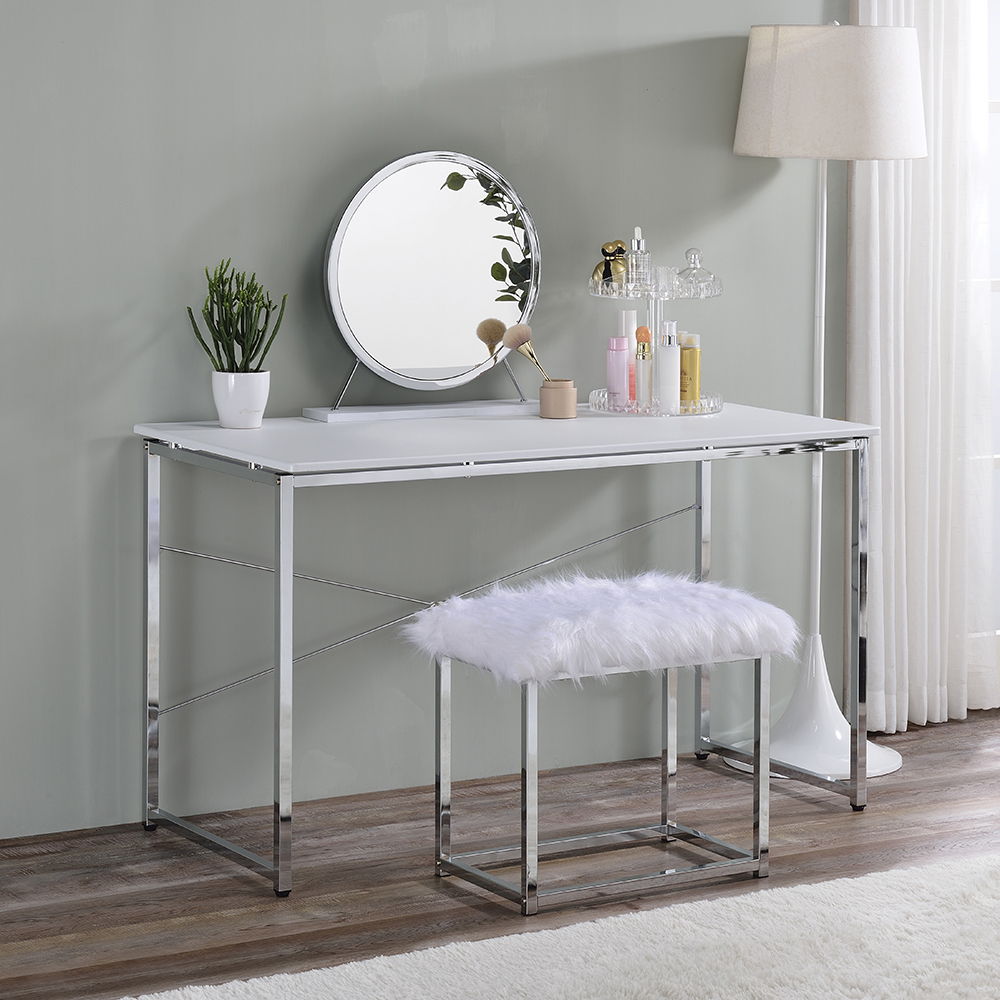Tennos - Writing Desk (Same Ac00903) - White & Chrome, white, view 7