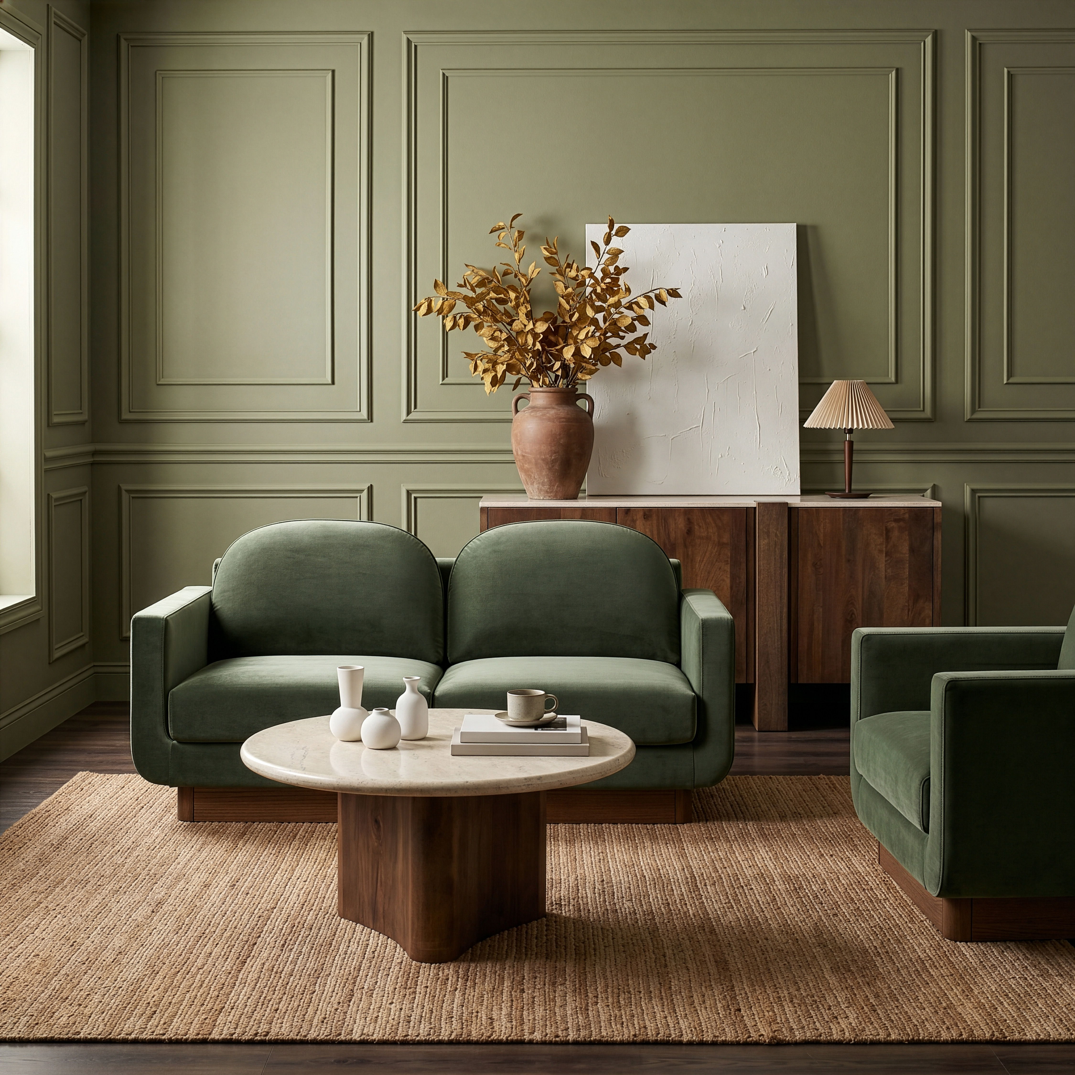 Diviento - Velvet Performance Fabric Upholstered Loveseat - Green