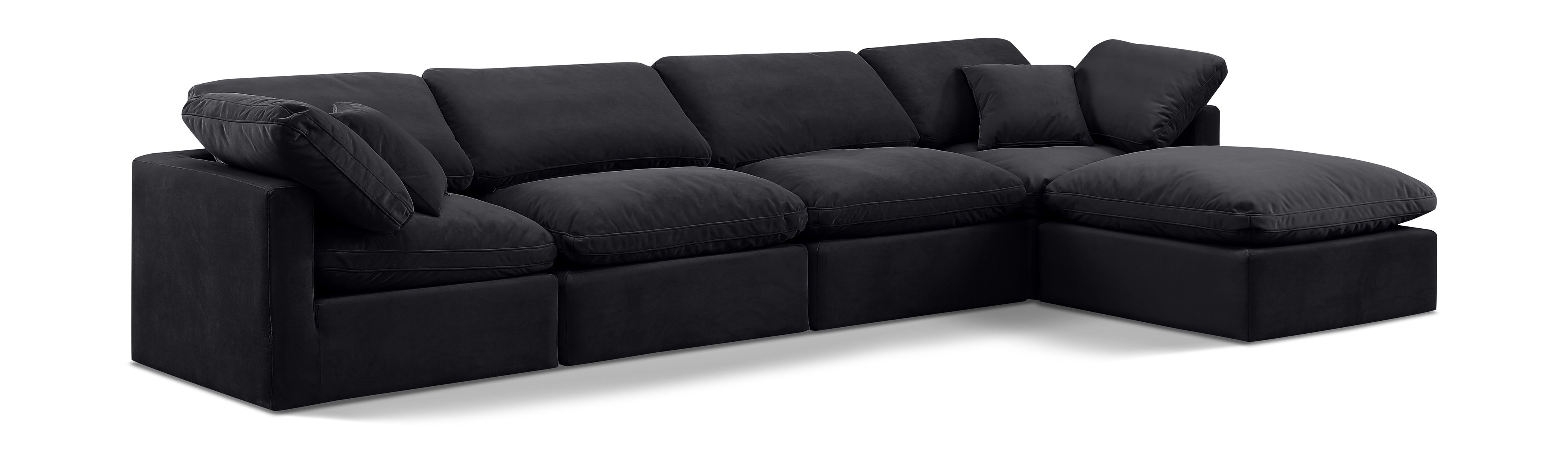 Indulge - Velvet 5 Piece Modular Sectional With Chaise - Charcoal