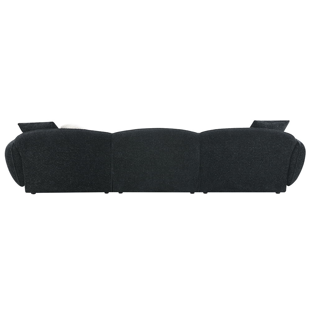 Lucifer - Sectional Sofa With 3 Pillows - Black Shimmer Chenille, black, view 4