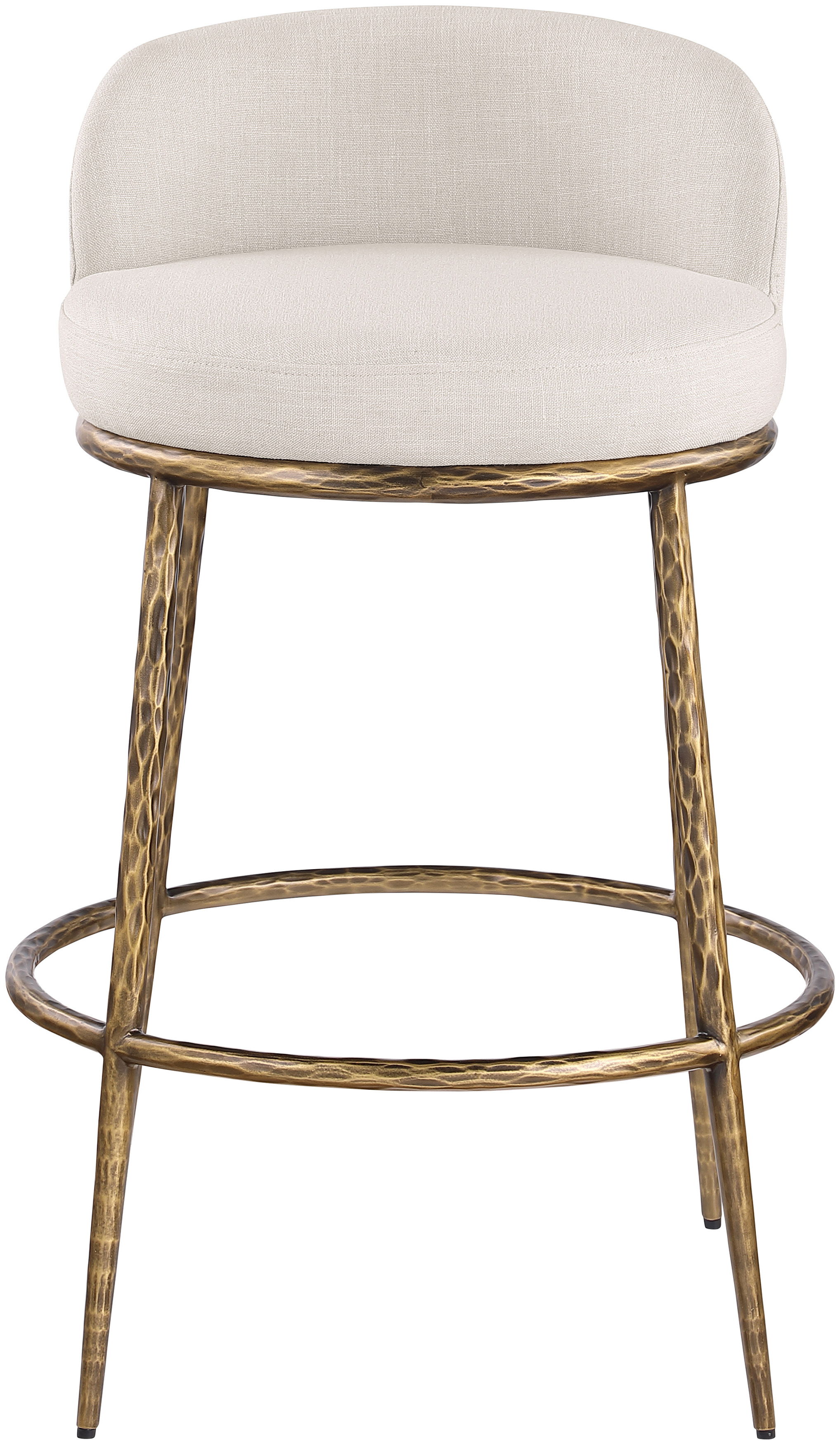 Ferro - Performance Fabric Upholstered Bar Stool - Beige / Antique Brass