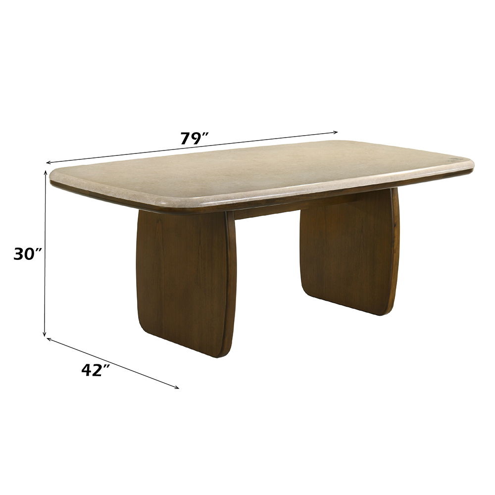 Kasha - Dining Table With Marble Top Top - Vintage Oak, dark brown, view 5