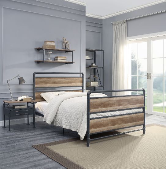 Brantley - Full Bed - Antique Oak & Sandy Gray, light brown, view 5