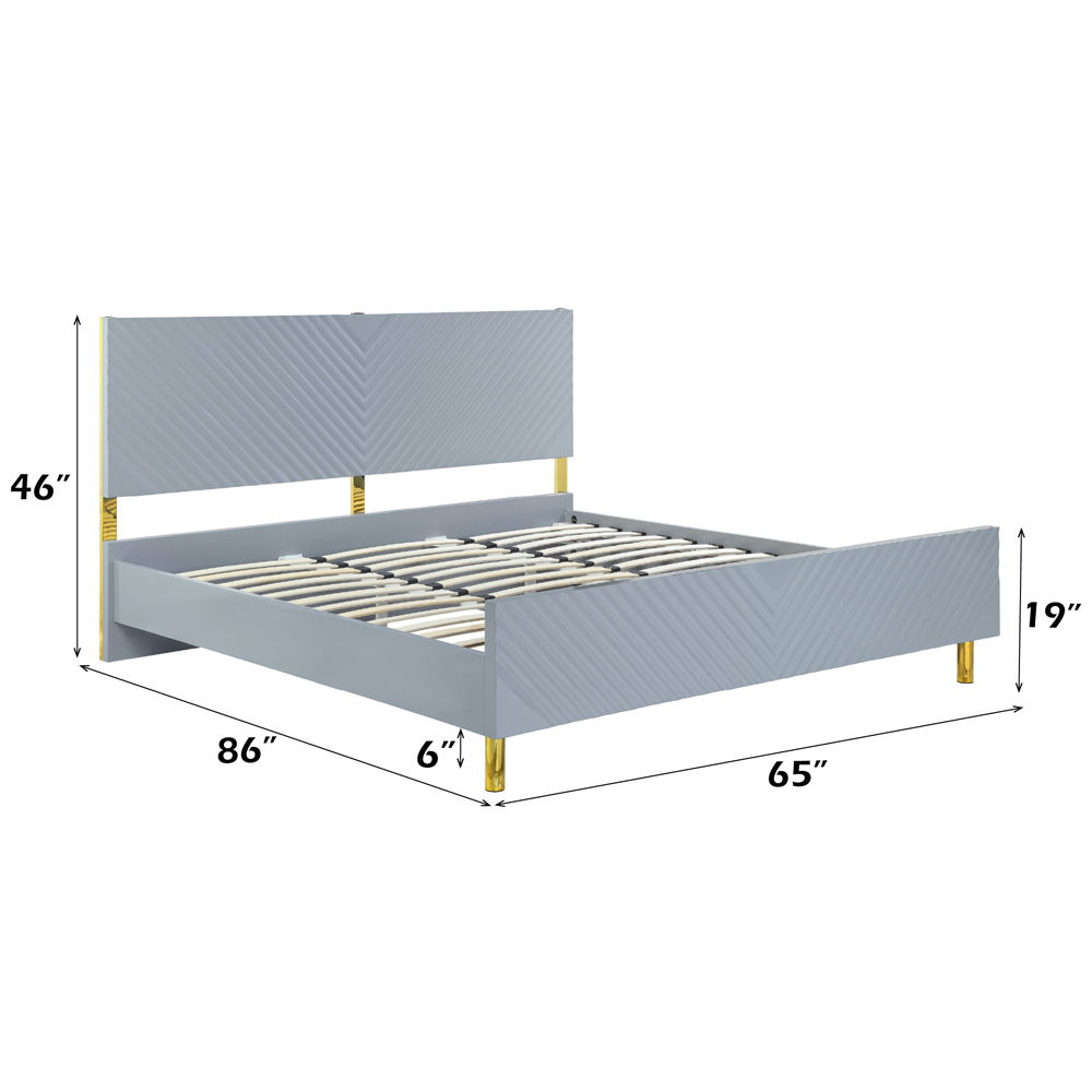 Gaines - Queen Bed - Gray High Gloss, gray, view 7