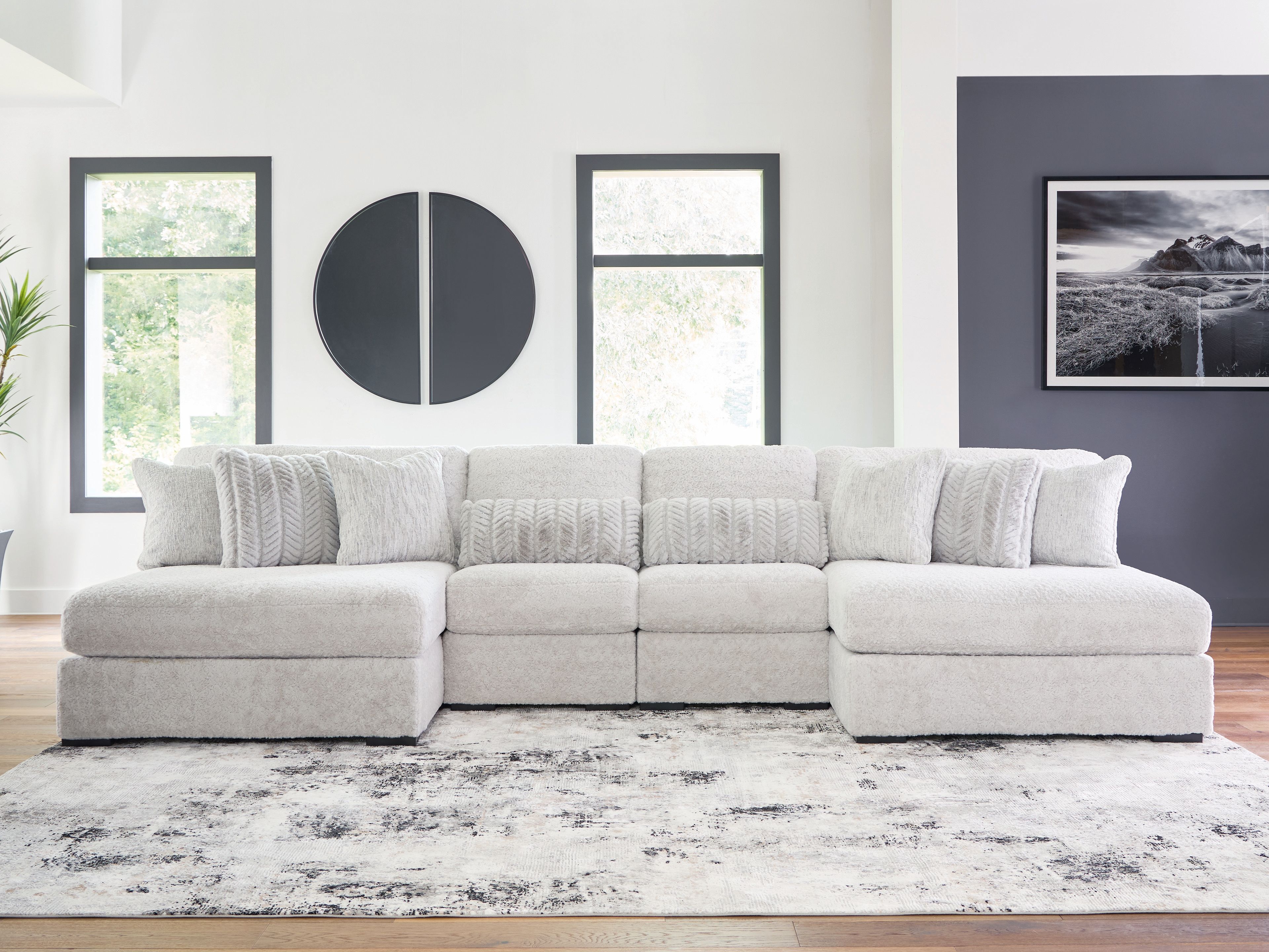 Cuddle Plush - 4-Piece Sectional With 2 Armless Chaises - Arctic