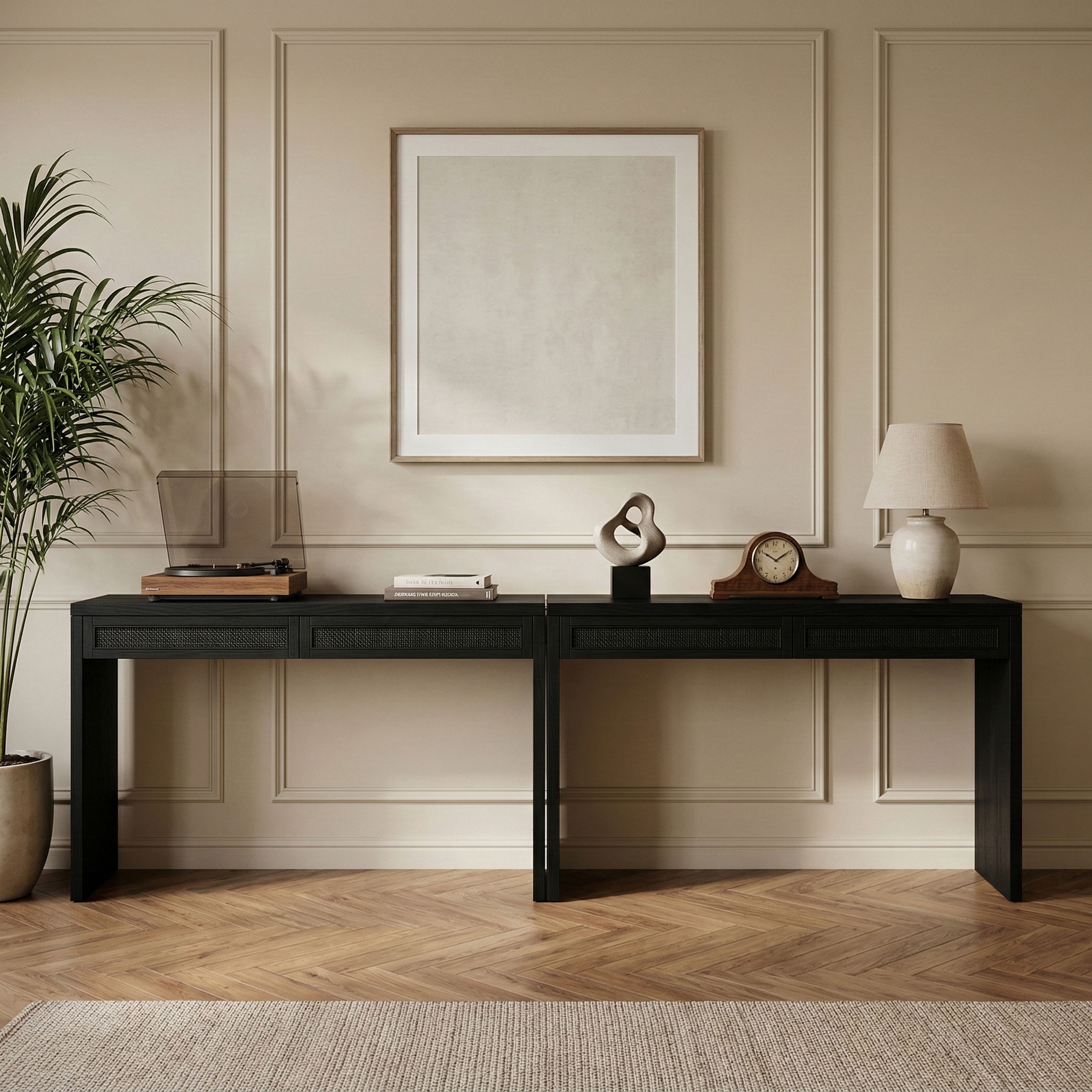 Avro - Solid Wood And Oak Veneer 2 Piece Desk - Black