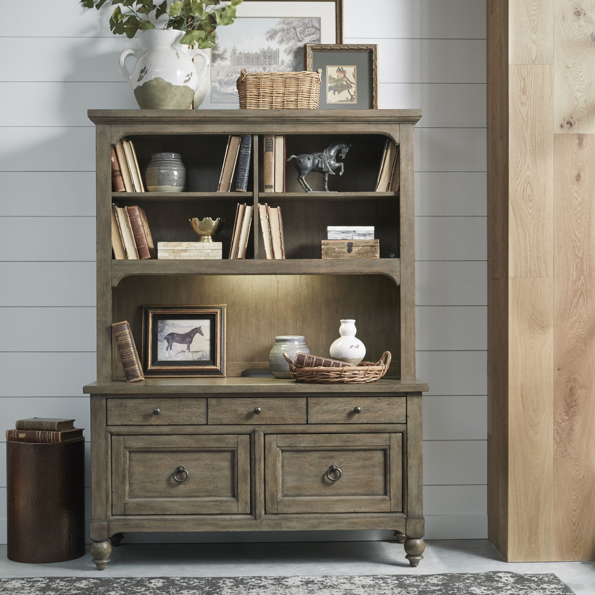 Liberty Furniture Americana Farmhouse - Credenza & Hutch - Light Brown