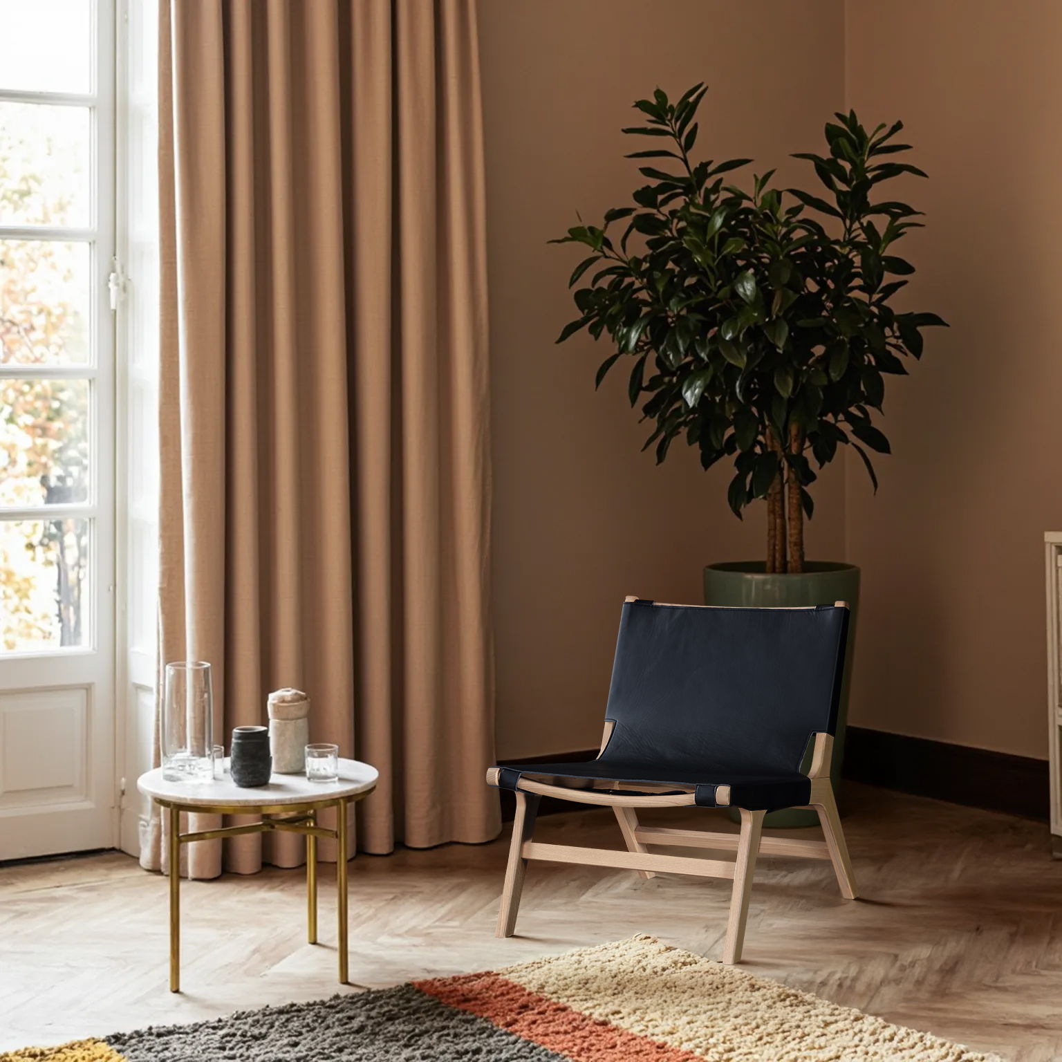 Rawlins - Vegan Leather Upholstered Accent Chair - Black