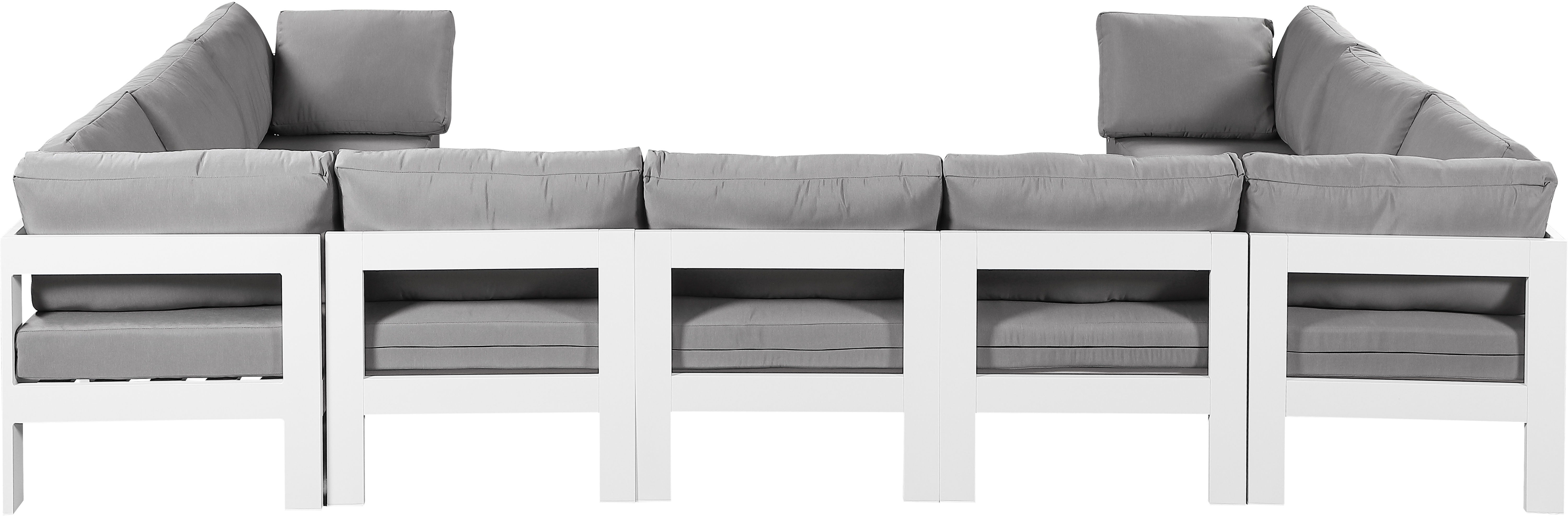 Nizuc - Outdoor Patio 9 Piece Modular Sectional With White Frame - Gray