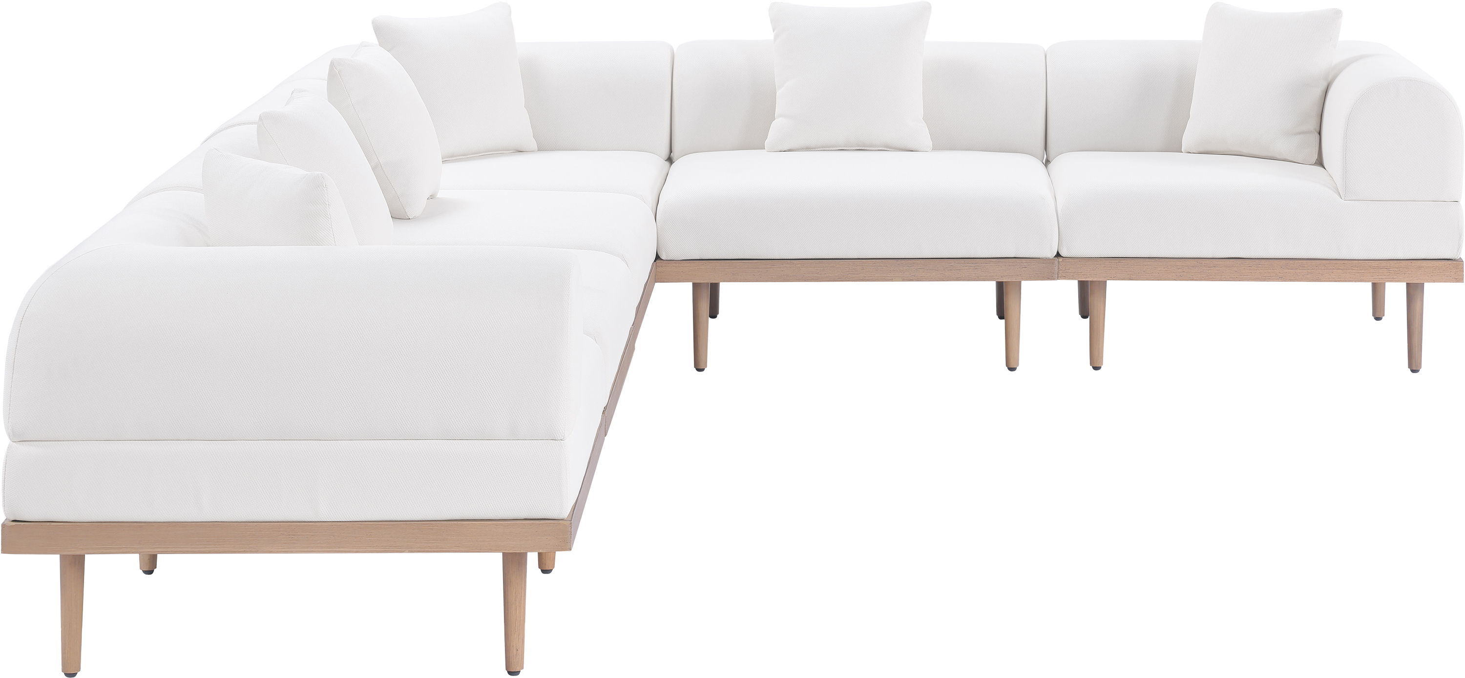 Laguna - 6 Piece 142" Upholstered Outdoor Patio Modular Sectional - Cream
