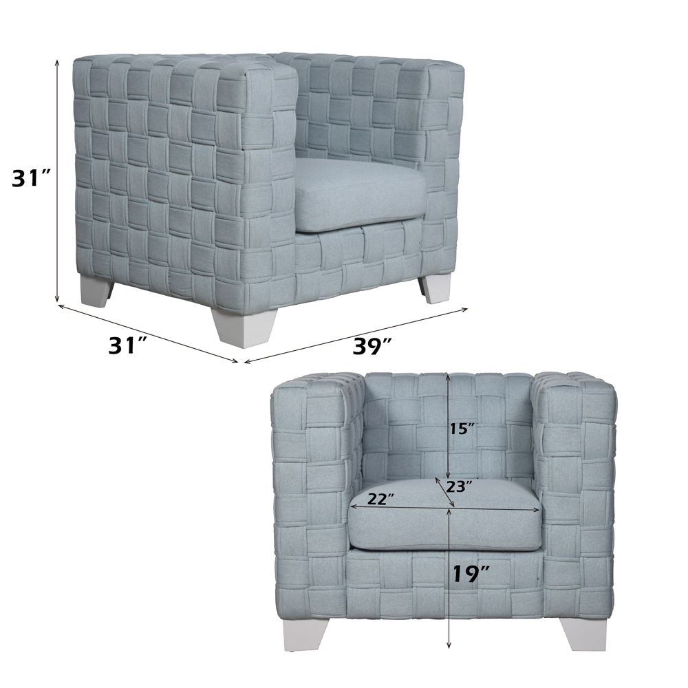 Saree - Chair - Light Teal Chenille & White, light blue, view 5