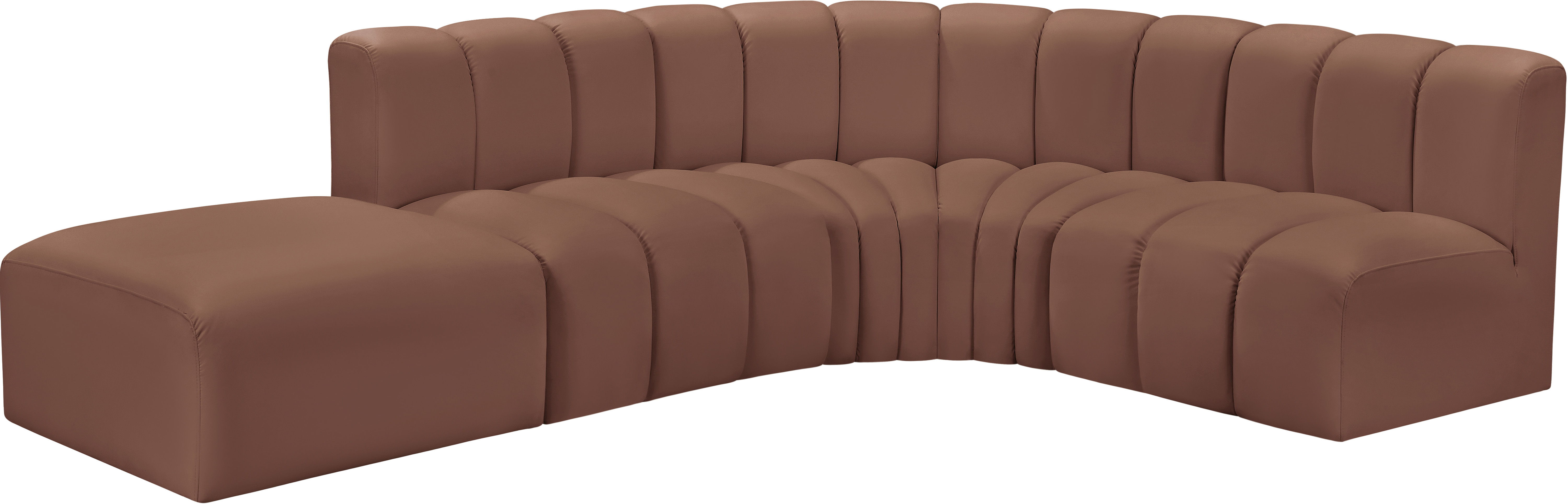 Arc - Faux Leather 5 Piece Corner Modular Sofa - Cognac
