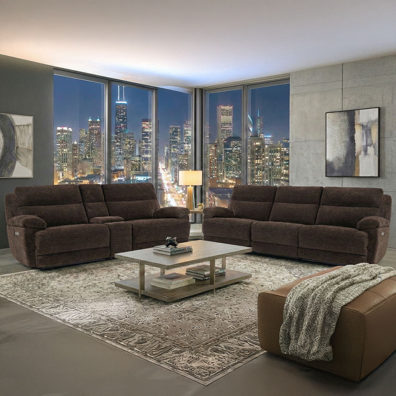 Gatlin - Fabric Dual-Power Reclining Sofa & Loveseat - Brown