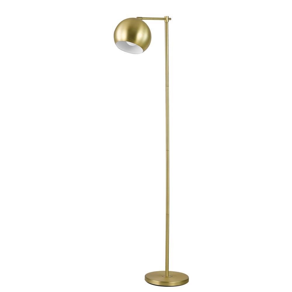 1-Light Dome Shade Floor Lamp Brass