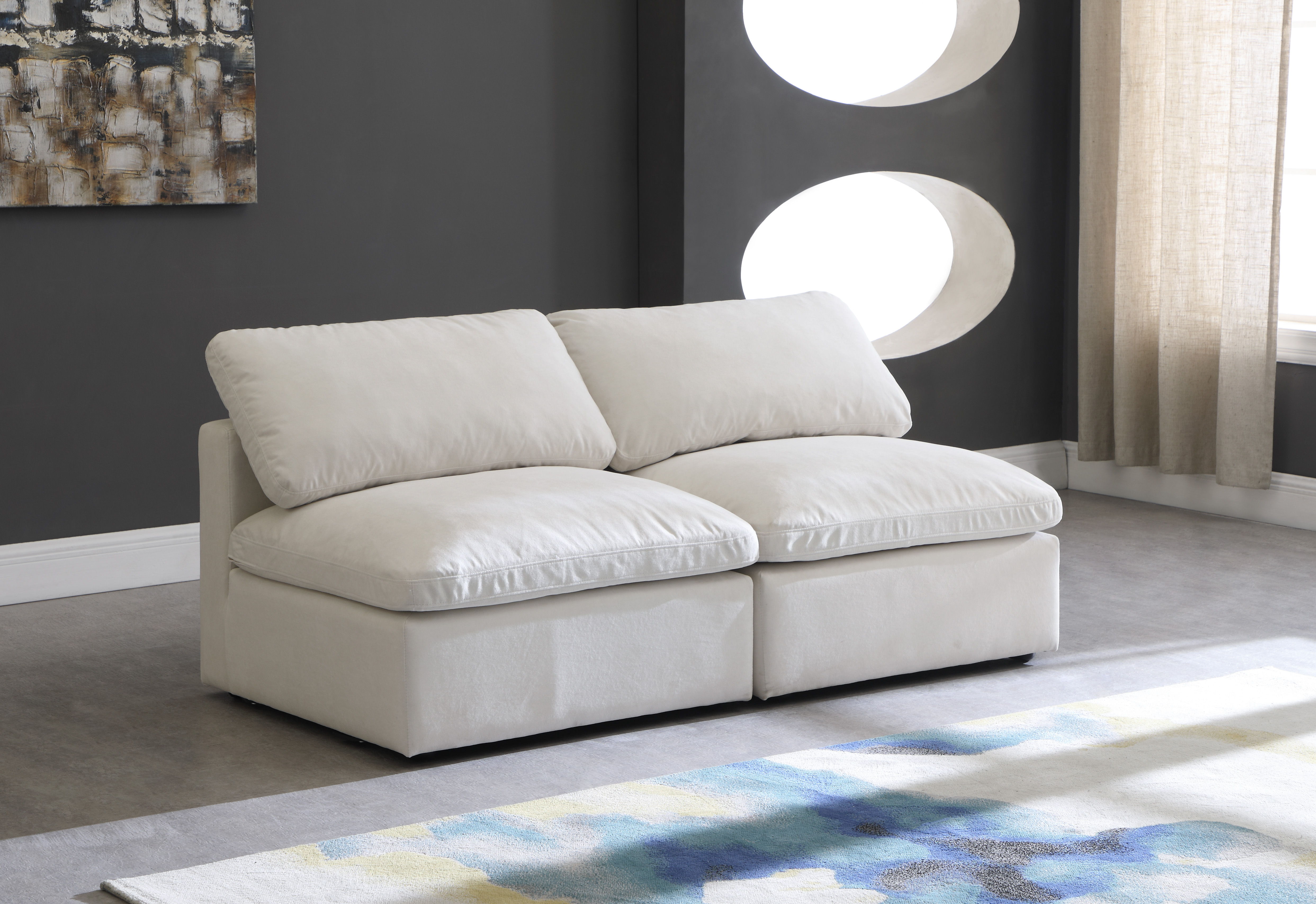 Plush - 2 Piece Modular Armless Sofa - Cream