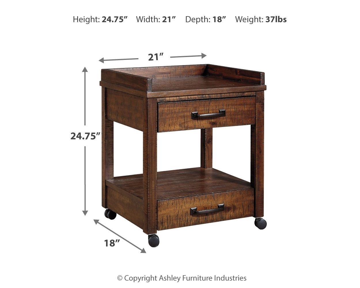 Ashley Furniture Baldridge - Printer Stand - Rustic Brown - Image 4