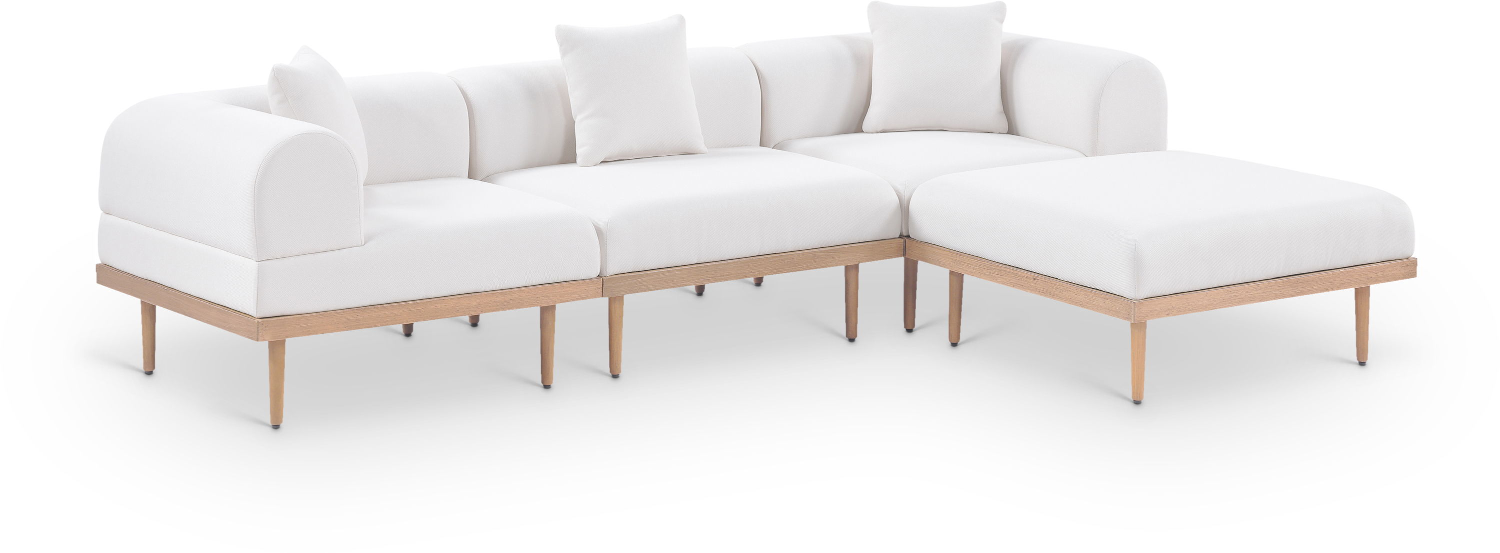 4 Pc · Resilient Water Resistant Fabric 106.5" Upholstered Outdoor Patio Modular Sectional