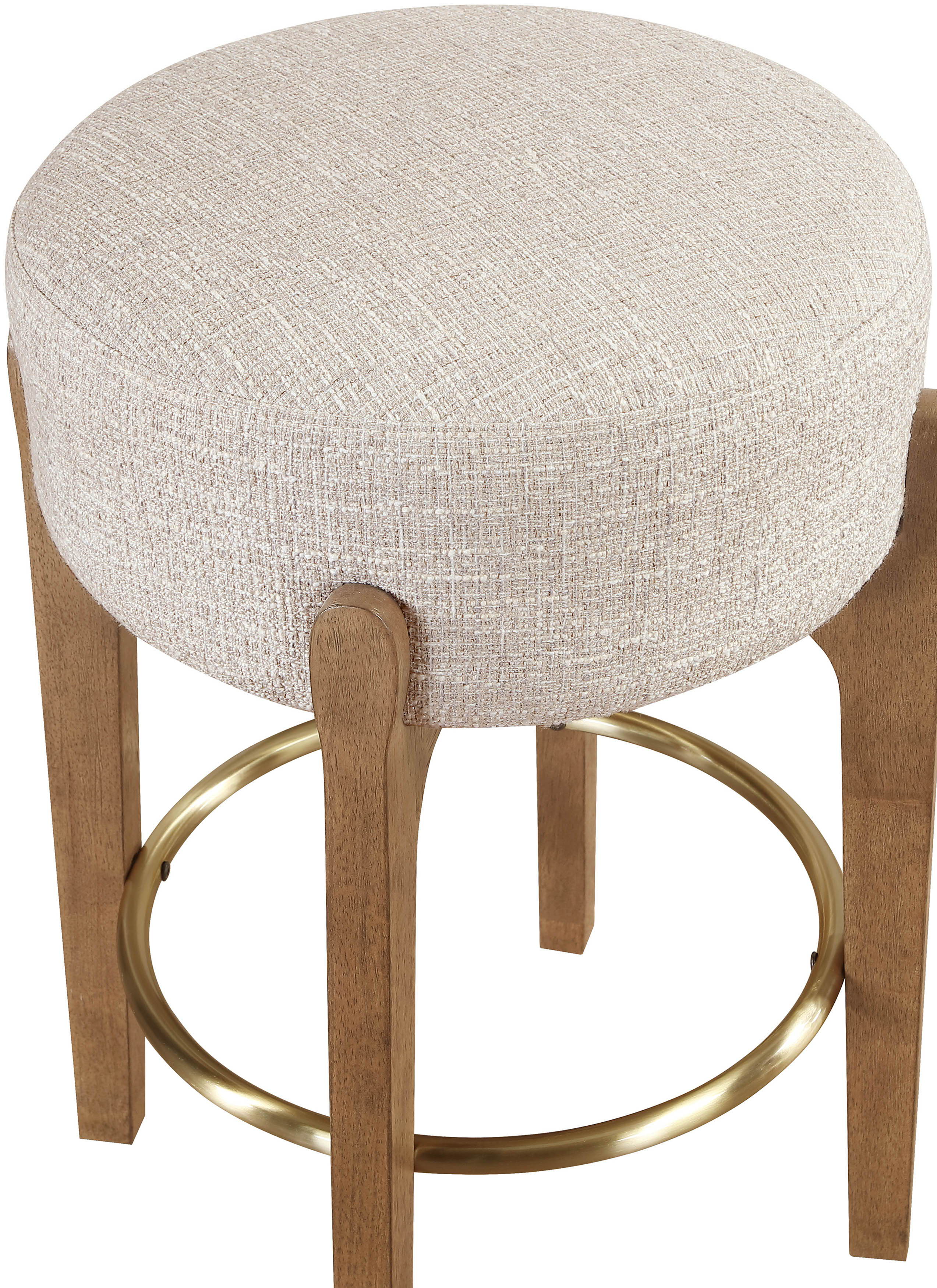 Torino - Fabric Upholstered Backless Counter Stool (Set of 2) - Beige / Brushed Brown