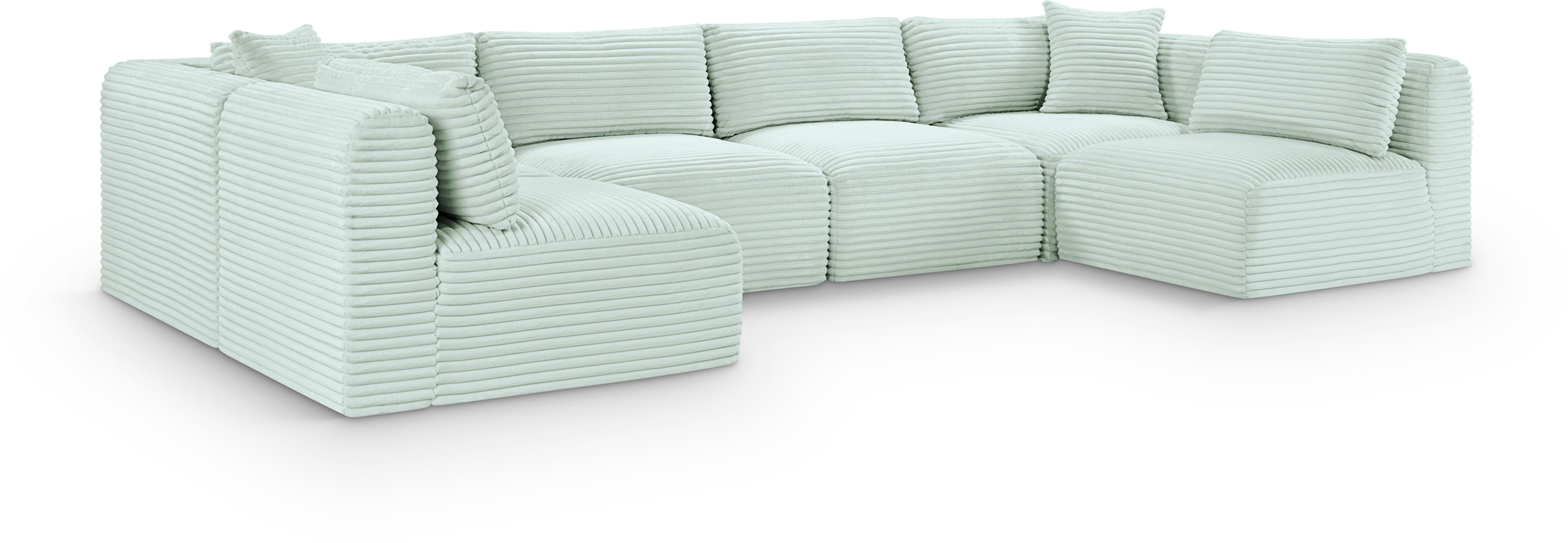 Shaggy - 6 Piece Modular U-Shaped Armless Sectional - Mint