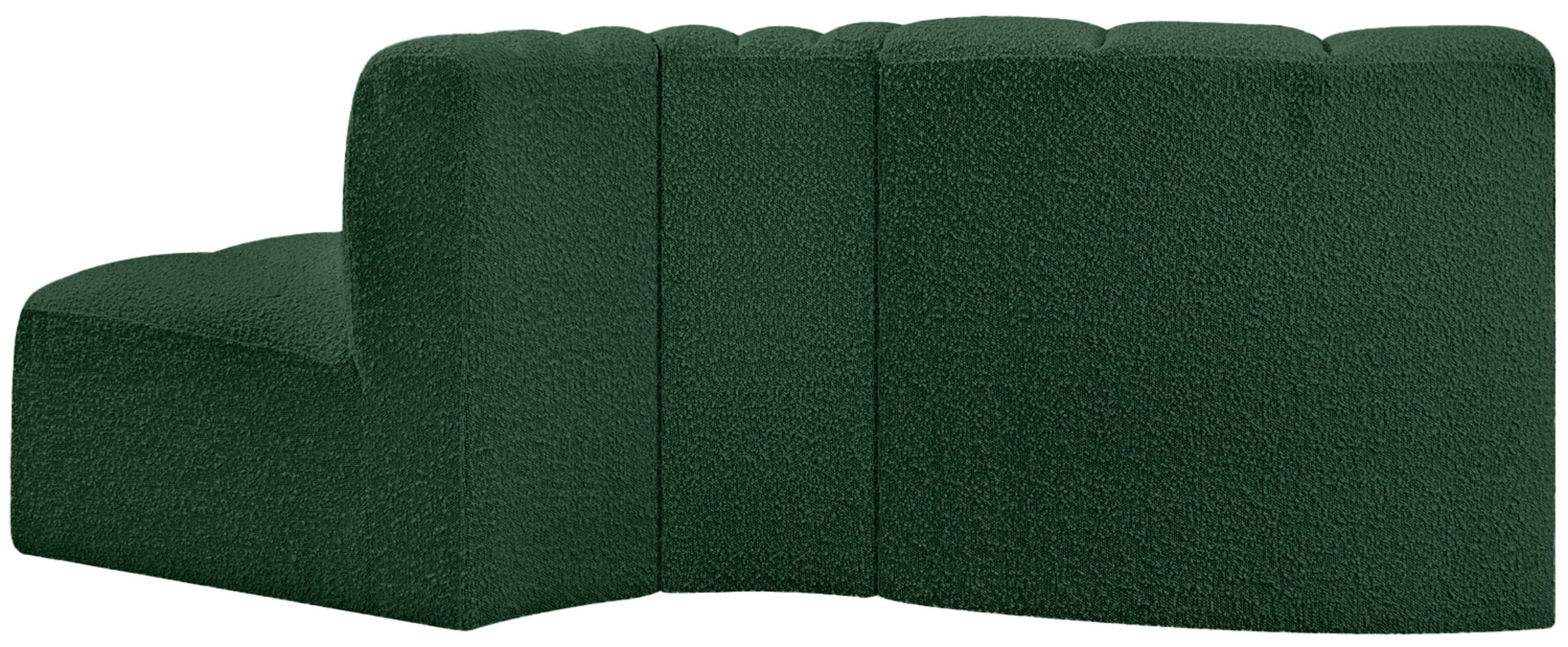 Arc - Boucle Fabric 3 Piece Modular Sofa - Green