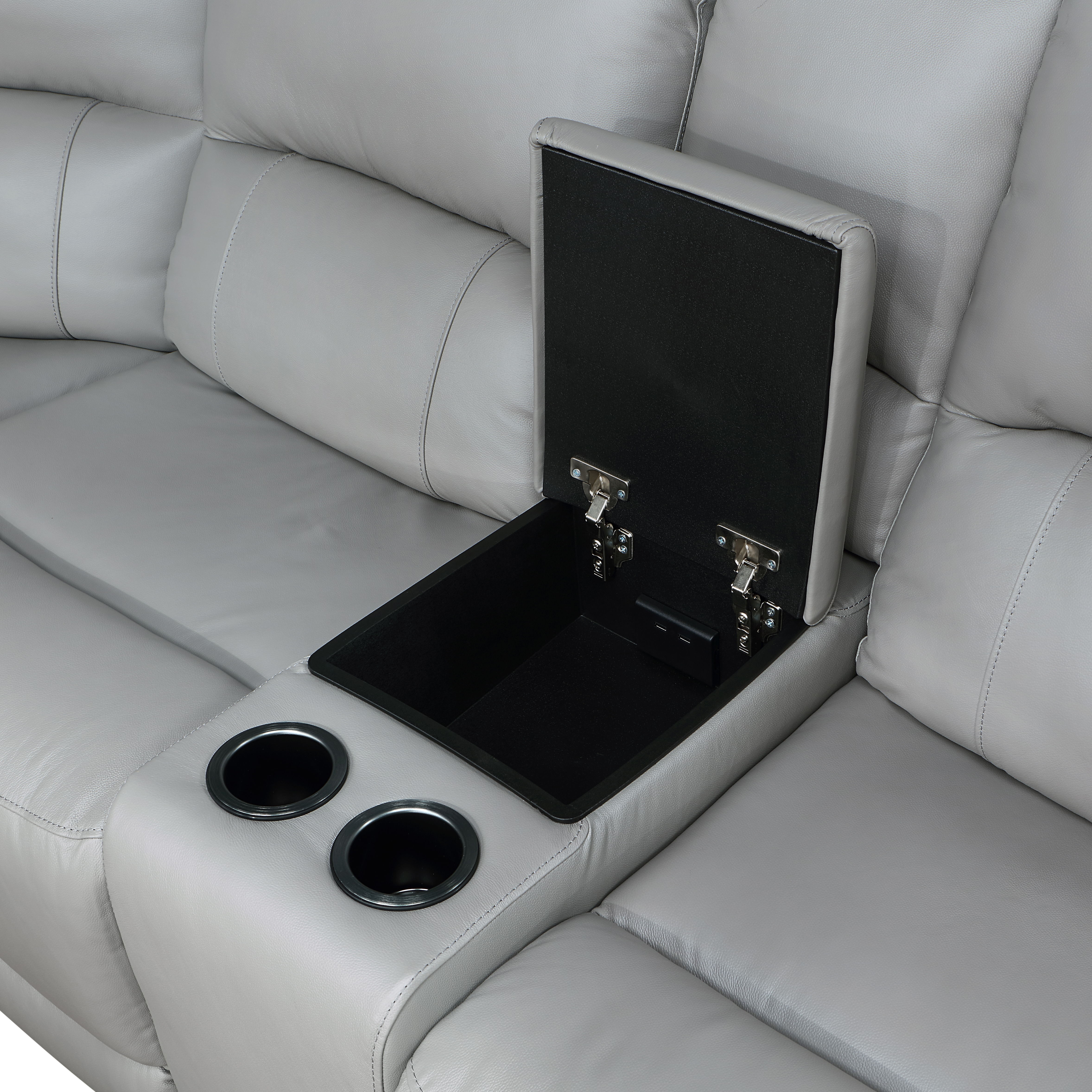 Alexandria - 6 Piece Dual Power Leather Reclining Sectional - Stone