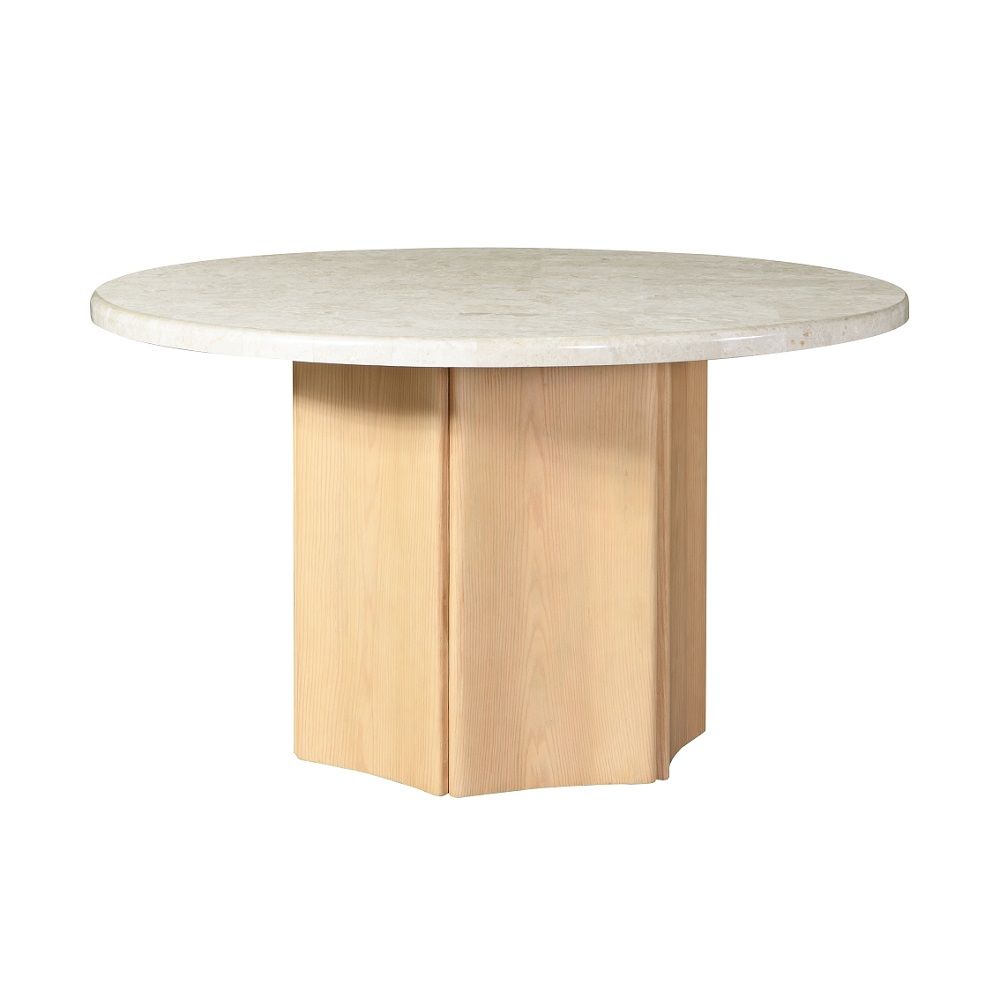 Adalynn - Round Dining Table With Marble Top - White & Weathered Gray Oak, white, view 2