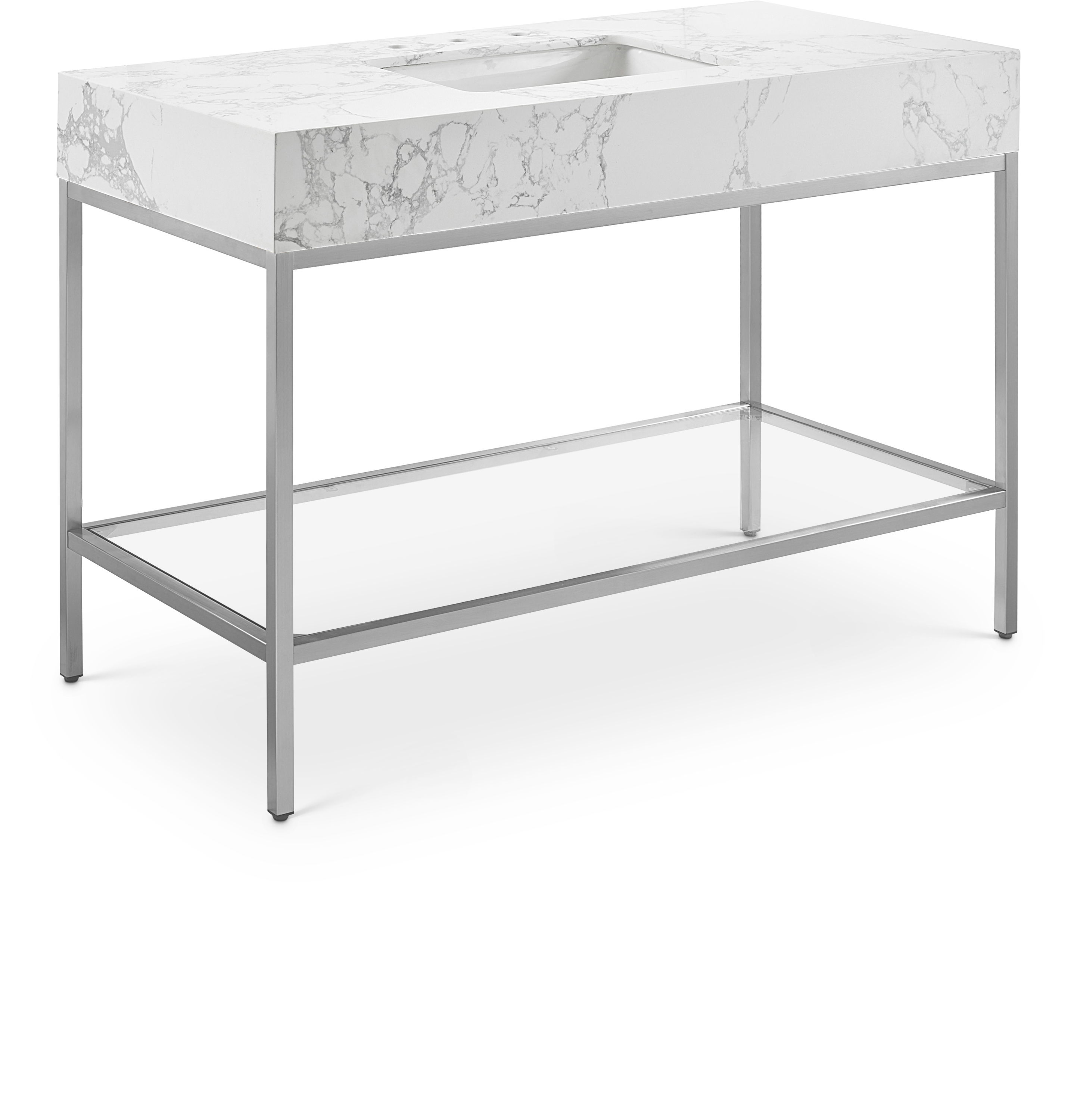 Marmo - 48" Engineered Marble Bathroom Vanity With Chrome Base - White