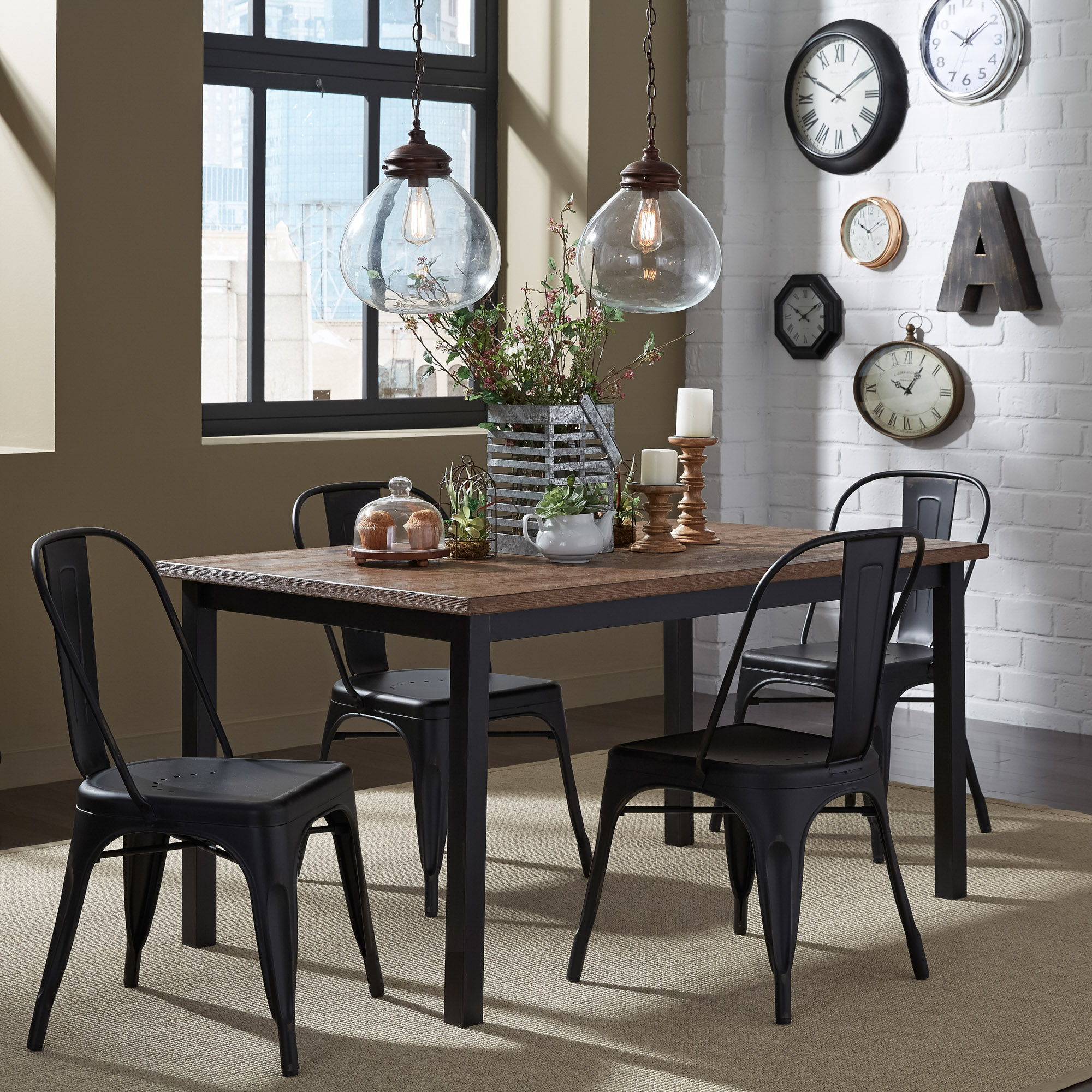 Liberty Furniture Vintage Series - 5 Piece Rectangular Table Set - Black