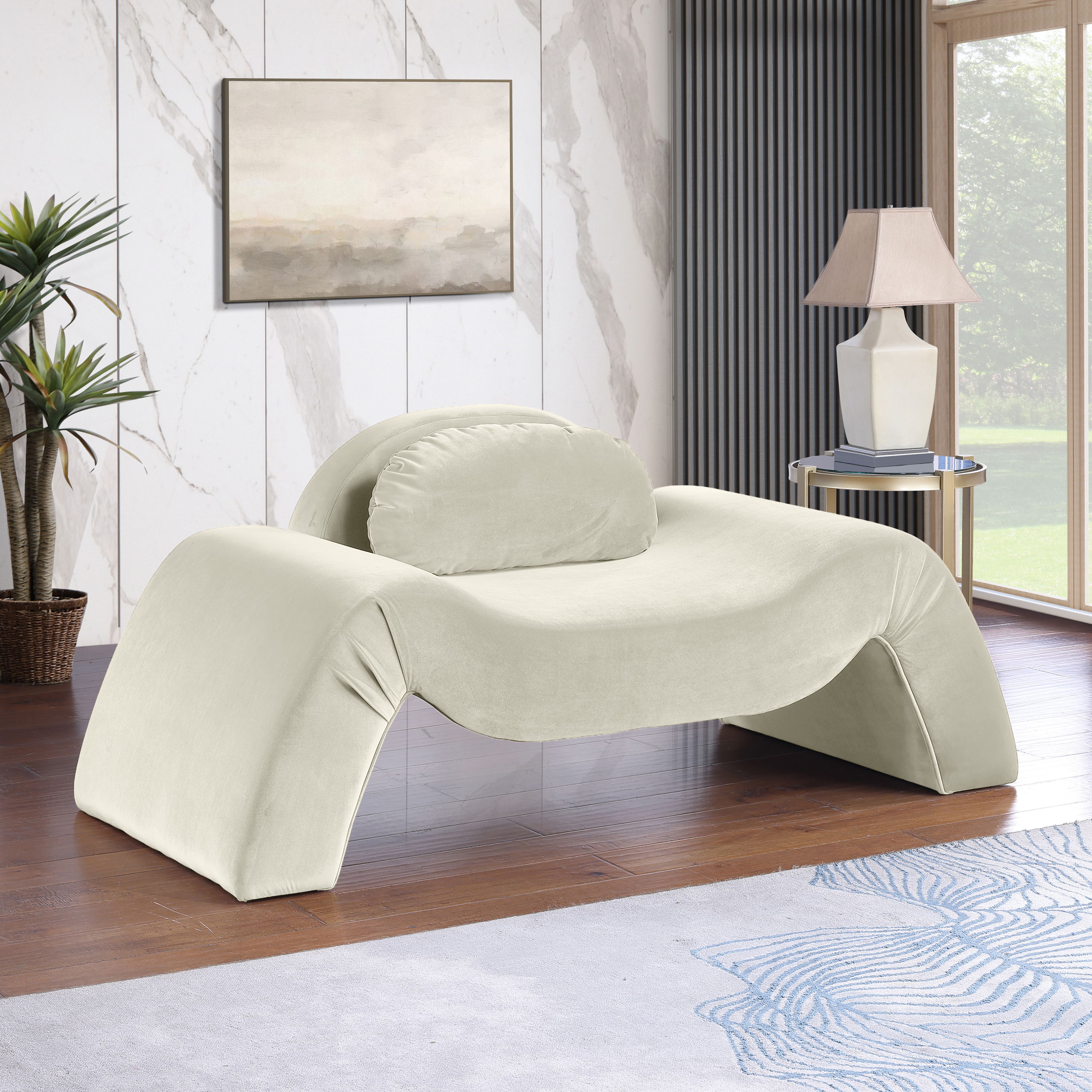 Austin - Velvet Accent Chair - Cream